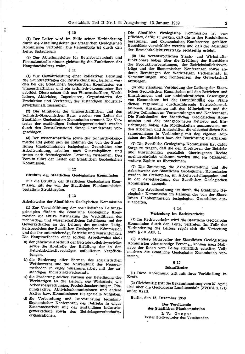 Gesetzblatt (GBl.) der Deutschen Demokratischen Republik (DDR) Teil ⅠⅠ 1959, Seite 3 (GBl. DDR ⅠⅠ 1959, S. 3)