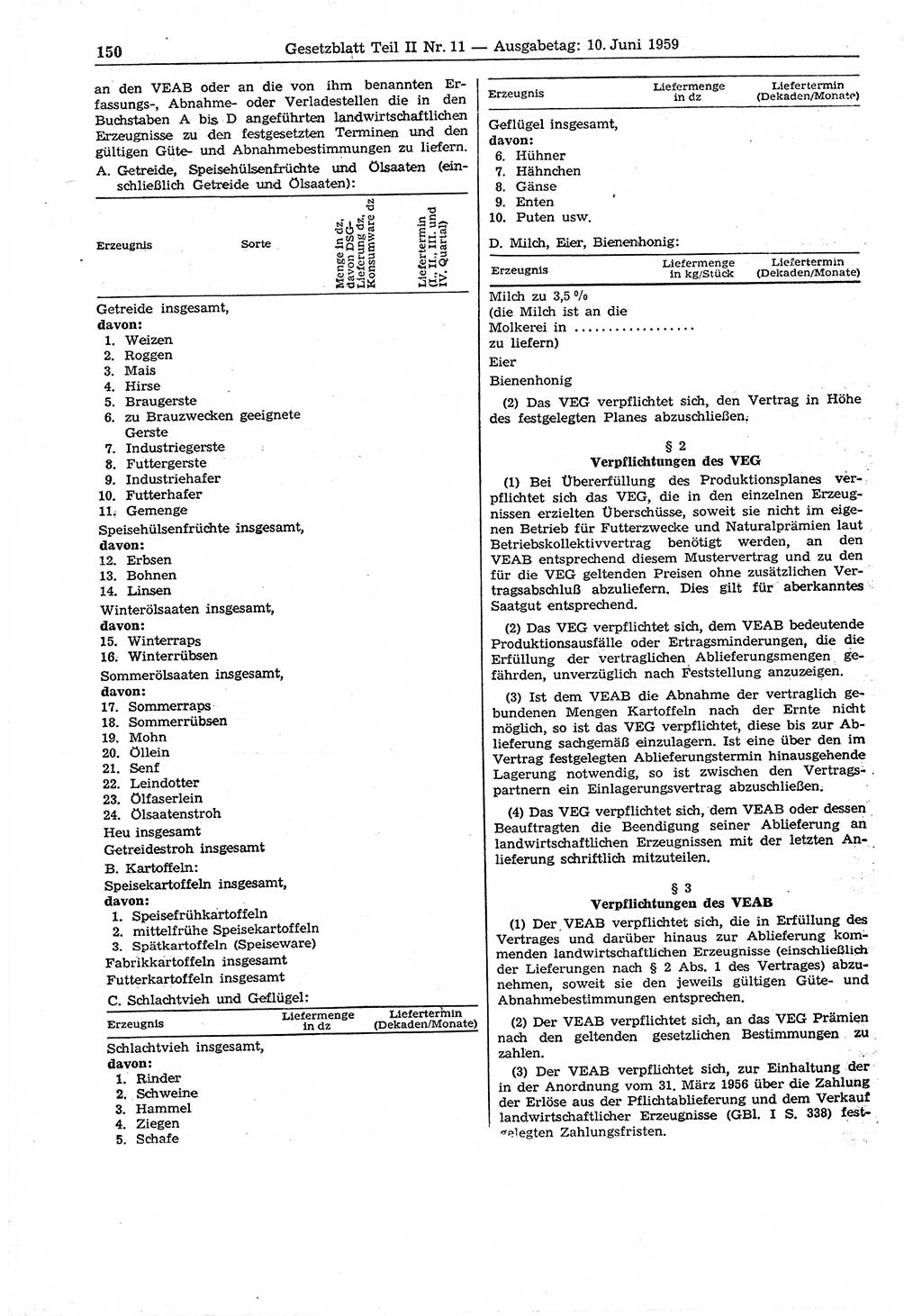 Gesetzblatt (GBl.) der Deutschen Demokratischen Republik (DDR) Teil ⅠⅠ 1959, Seite 150 (GBl. DDR ⅠⅠ 1959, S. 150)