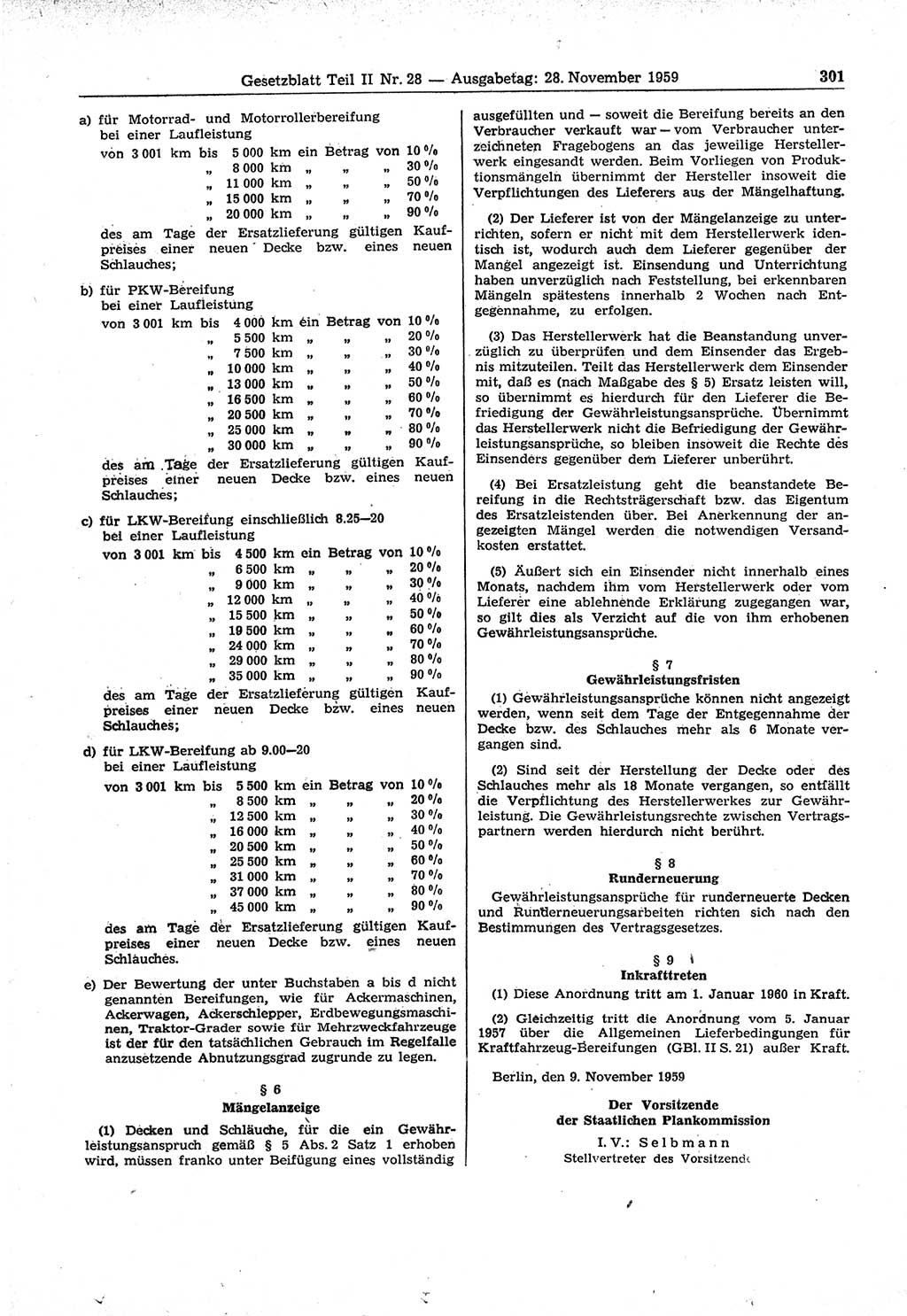 Gesetzblatt (GBl.) der Deutschen Demokratischen Republik (DDR) Teil ⅠⅠ 1959, Seite 301 (GBl. DDR ⅠⅠ 1959, S. 301)