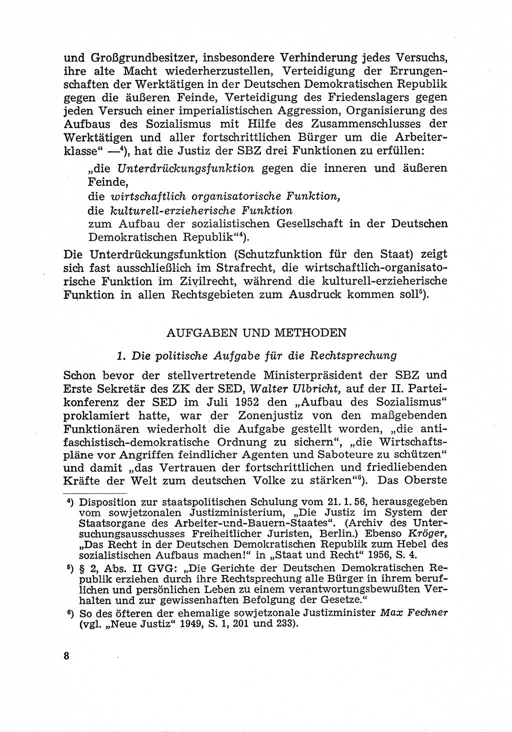 Justiz in der Sowjetischen Besatzungszone (SBZ) Deutschlands [Deutsche Demokratische Republik (DDR)], Bundesministerium für Gesamtdeutsche Fragen (BMG) [Bundesrepublik Deutschland (BRD)] 1959, Seite 8 (Just. SBZ Dtl. DDR BMG BRD 1959, S. 8)