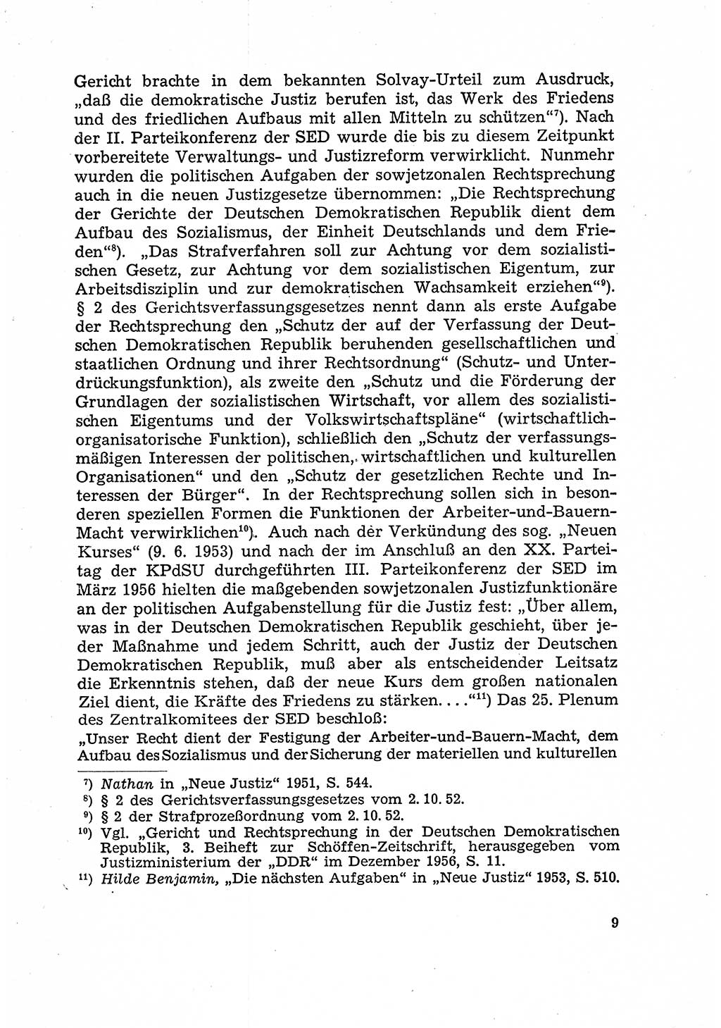 Justiz in der Sowjetischen Besatzungszone (SBZ) Deutschlands [Deutsche Demokratische Republik (DDR)], Bundesministerium für Gesamtdeutsche Fragen (BMG) [Bundesrepublik Deutschland (BRD)] 1959, Seite 9 (Just. SBZ Dtl. DDR BMG BRD 1959, S. 9)