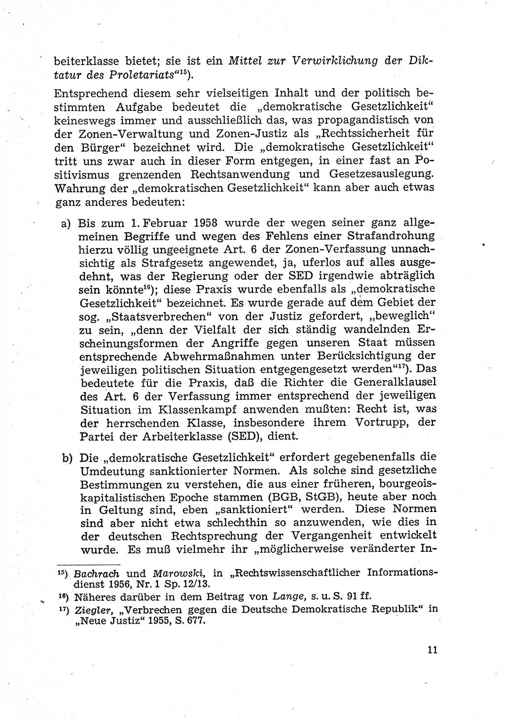 Justiz in der Sowjetischen Besatzungszone (SBZ) Deutschlands [Deutsche Demokratische Republik (DDR)], Bundesministerium für Gesamtdeutsche Fragen (BMG) [Bundesrepublik Deutschland (BRD)] 1959, Seite 11 (Just. SBZ Dtl. DDR BMG BRD 1959, S. 11)