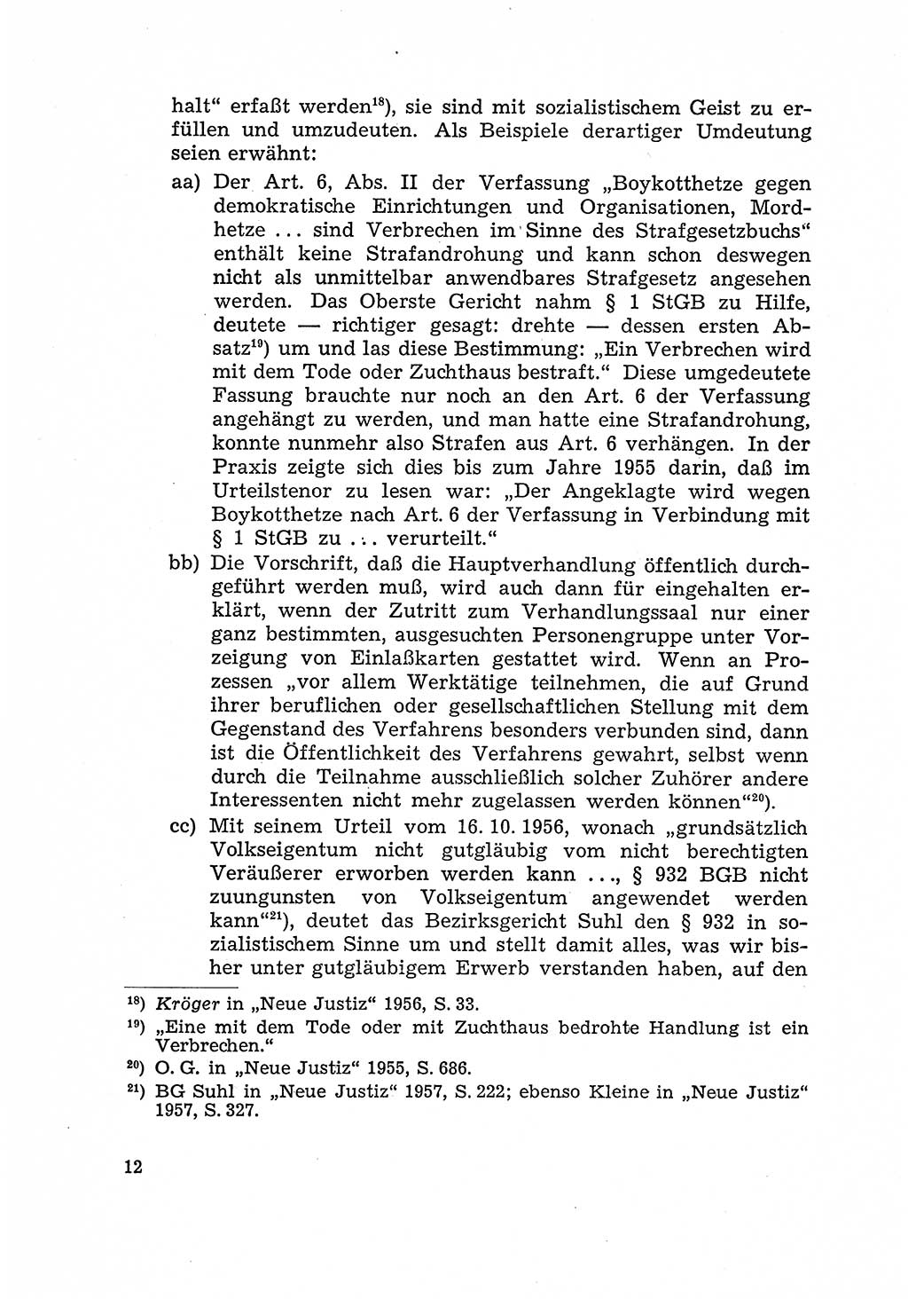 Justiz in der Sowjetischen Besatzungszone (SBZ) Deutschlands [Deutsche Demokratische Republik (DDR)], Bundesministerium für Gesamtdeutsche Fragen (BMG) [Bundesrepublik Deutschland (BRD)] 1959, Seite 12 (Just. SBZ Dtl. DDR BMG BRD 1959, S. 12)