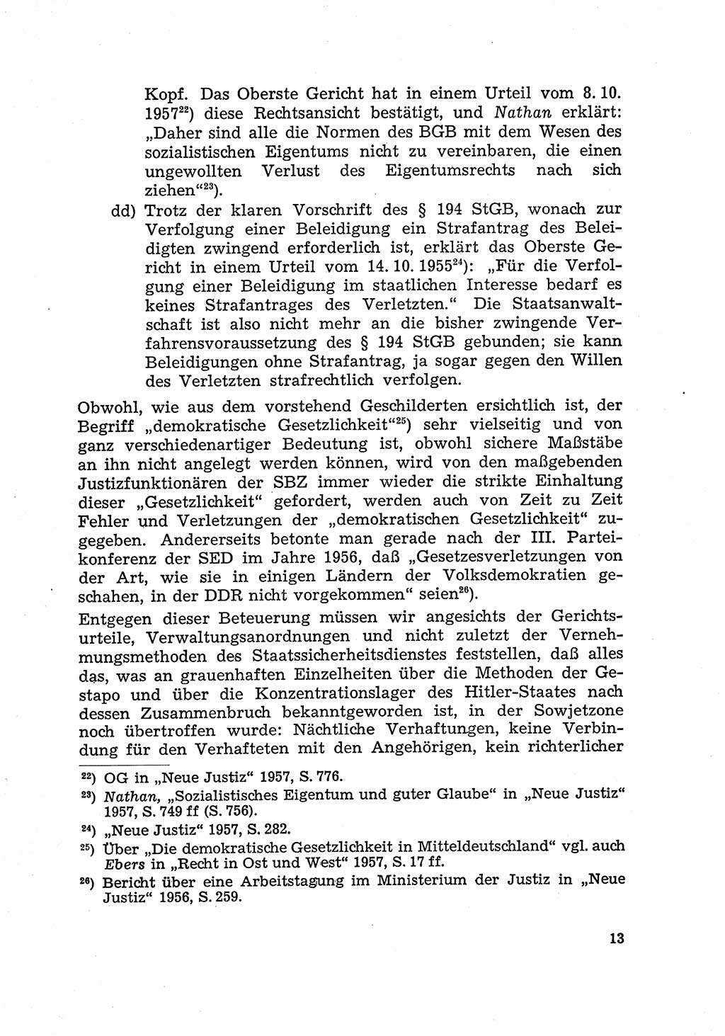 Justiz in der Sowjetischen Besatzungszone (SBZ) Deutschlands [Deutsche Demokratische Republik (DDR)], Bundesministerium für Gesamtdeutsche Fragen (BMG) [Bundesrepublik Deutschland (BRD)] 1959, Seite 13 (Just. SBZ Dtl. DDR BMG BRD 1959, S. 13)