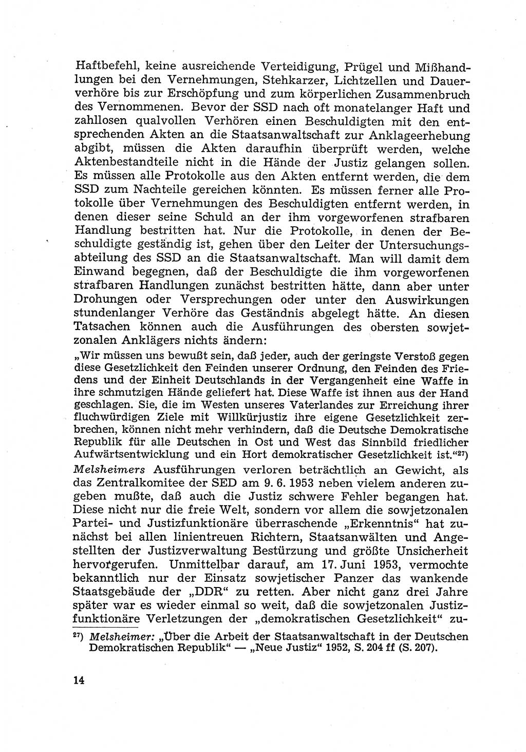 Justiz in der Sowjetischen Besatzungszone (SBZ) Deutschlands [Deutsche Demokratische Republik (DDR)], Bundesministerium für Gesamtdeutsche Fragen (BMG) [Bundesrepublik Deutschland (BRD)] 1959, Seite 14 (Just. SBZ Dtl. DDR BMG BRD 1959, S. 14)