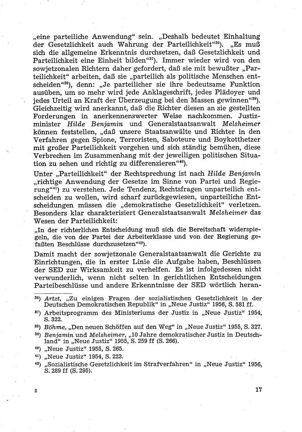 Justiz in der Sowjetischen Besatzungszone (SBZ) Deutschlands [Deutsche Demokratische Republik (DDR)], Bundesministerium für Gesamtdeutsche Fragen (BMG) [Bundesrepublik Deutschland (BRD)] 1959, Seite 17 (Just. SBZ Dtl. DDR BMG BRD 1959, S. 17)