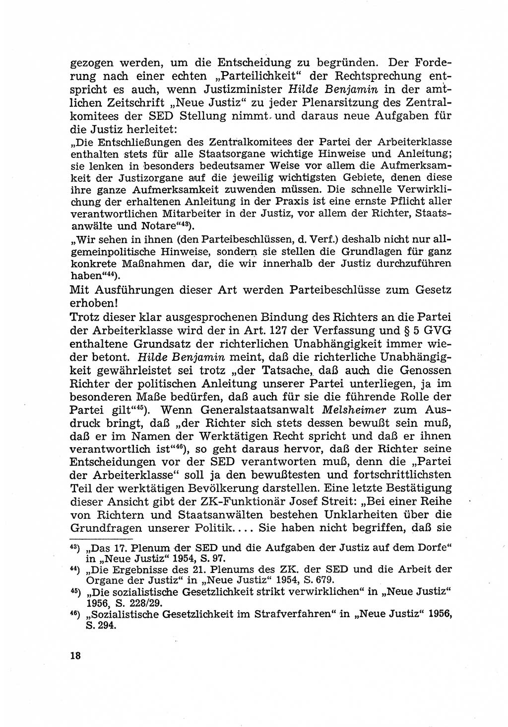 Justiz in der Sowjetischen Besatzungszone (SBZ) Deutschlands [Deutsche Demokratische Republik (DDR)], Bundesministerium für Gesamtdeutsche Fragen (BMG) [Bundesrepublik Deutschland (BRD)] 1959, Seite 18 (Just. SBZ Dtl. DDR BMG BRD 1959, S. 18)