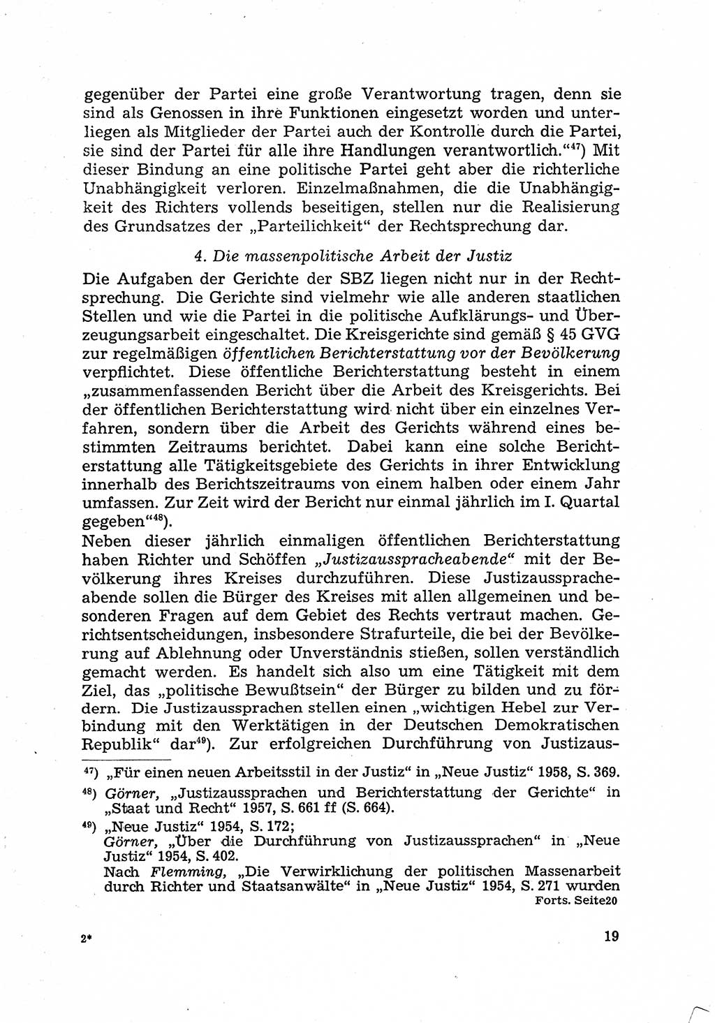 Justiz in der Sowjetischen Besatzungszone (SBZ) Deutschlands [Deutsche Demokratische Republik (DDR)], Bundesministerium für Gesamtdeutsche Fragen (BMG) [Bundesrepublik Deutschland (BRD)] 1959, Seite 19 (Just. SBZ Dtl. DDR BMG BRD 1959, S. 19)