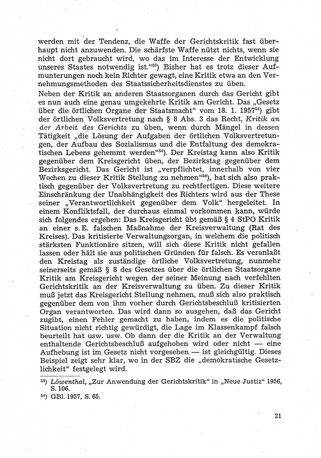 Justiz in der Sowjetischen Besatzungszone (SBZ) Deutschlands [Deutsche Demokratische Republik (DDR)], Bundesministerium für Gesamtdeutsche Fragen (BMG) [Bundesrepublik Deutschland (BRD)] 1959, Seite 21 (Just. SBZ Dtl. DDR BMG BRD 1959, S. 21)