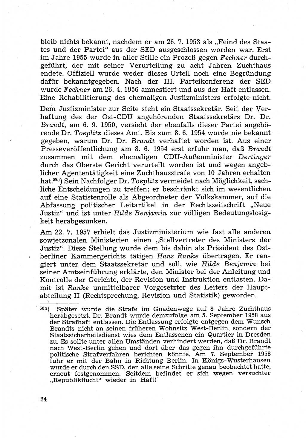 Justiz in der Sowjetischen Besatzungszone (SBZ) Deutschlands [Deutsche Demokratische Republik (DDR)], Bundesministerium für Gesamtdeutsche Fragen (BMG) [Bundesrepublik Deutschland (BRD)] 1959, Seite 24 (Just. SBZ Dtl. DDR BMG BRD 1959, S. 24)