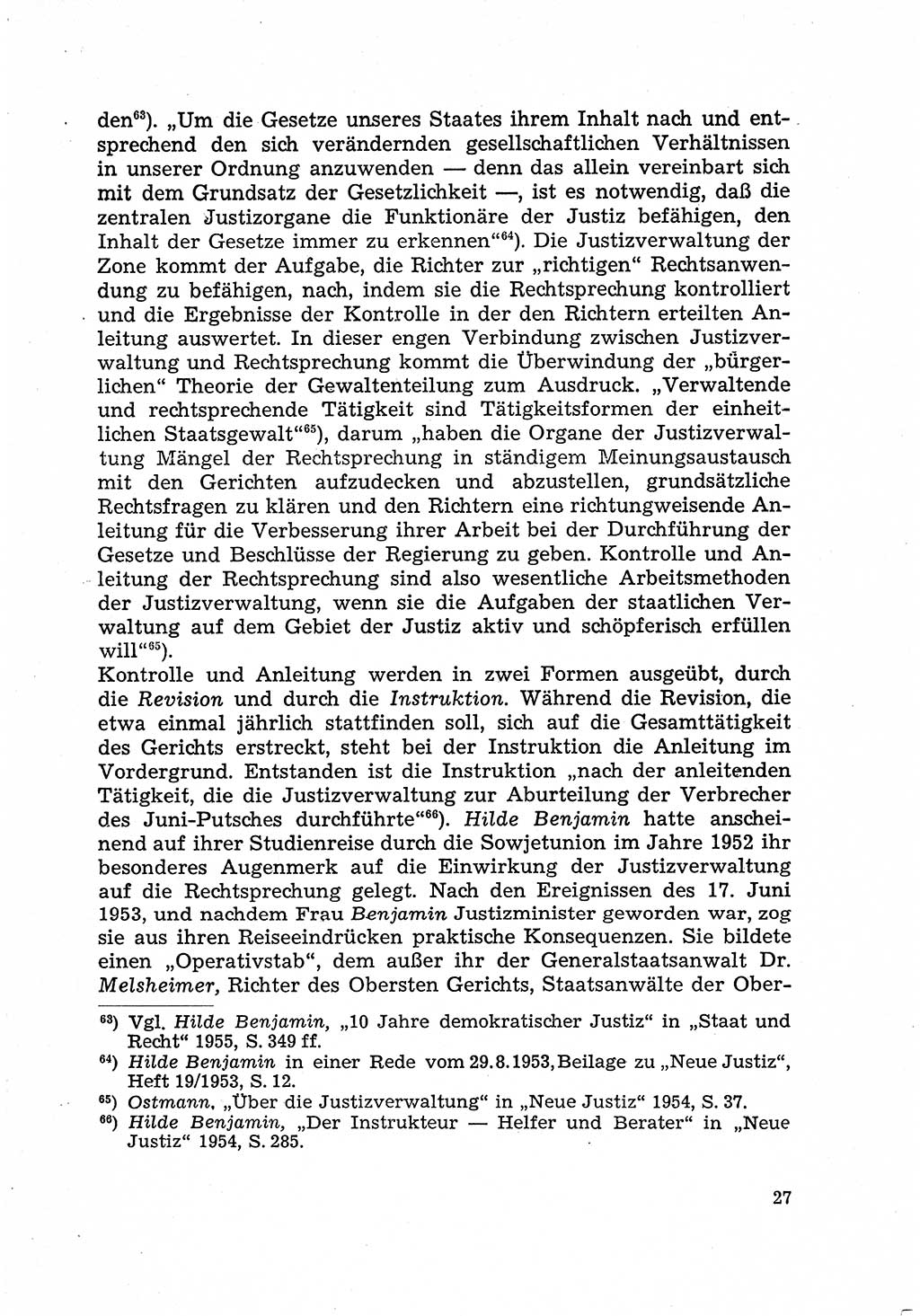 Justiz in der Sowjetischen Besatzungszone (SBZ) Deutschlands [Deutsche Demokratische Republik (DDR)], Bundesministerium für Gesamtdeutsche Fragen (BMG) [Bundesrepublik Deutschland (BRD)] 1959, Seite 27 (Just. SBZ Dtl. DDR BMG BRD 1959, S. 27)