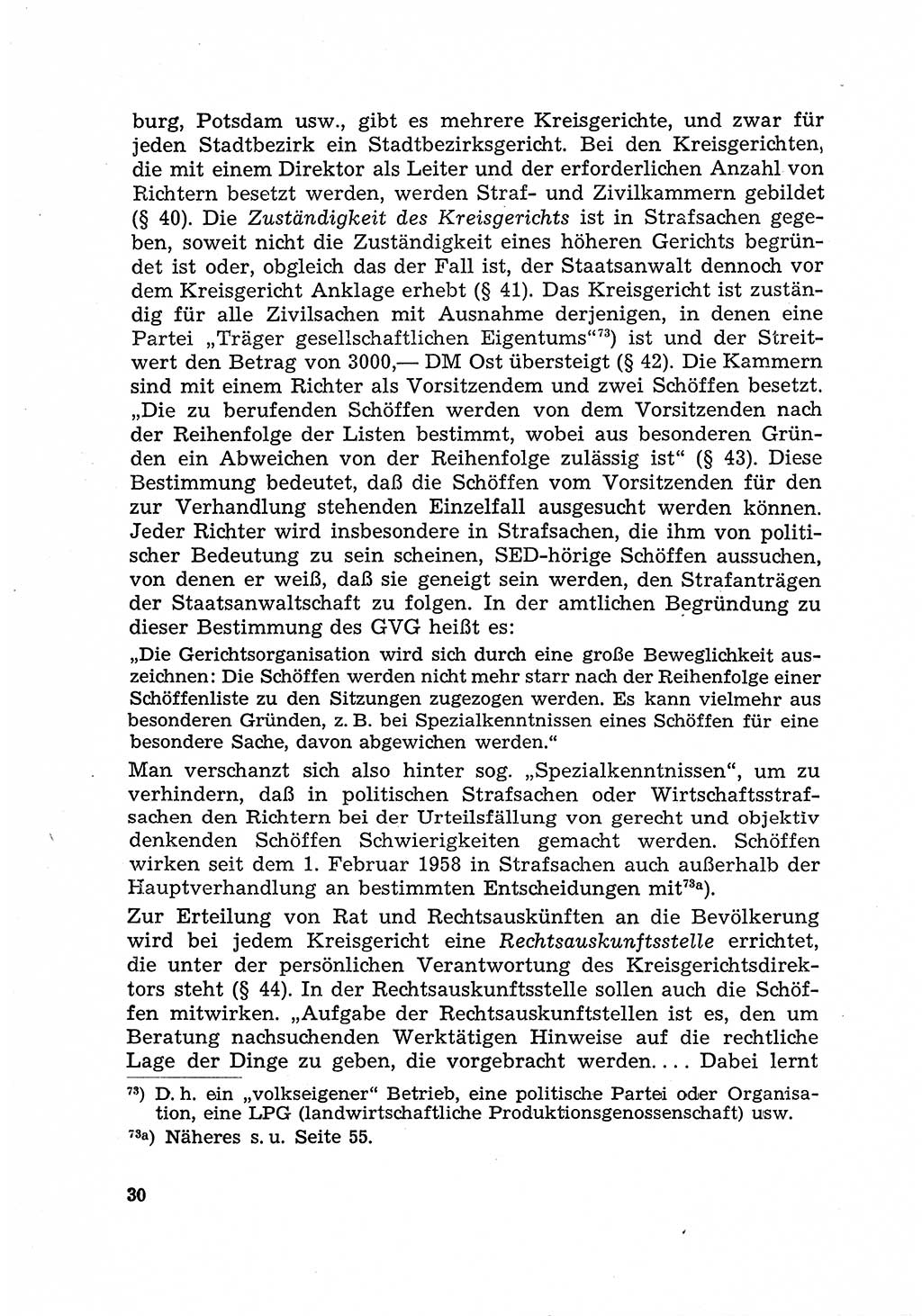 Justiz in der Sowjetischen Besatzungszone (SBZ) Deutschlands [Deutsche Demokratische Republik (DDR)], Bundesministerium für Gesamtdeutsche Fragen (BMG) [Bundesrepublik Deutschland (BRD)] 1959, Seite 30 (Just. SBZ Dtl. DDR BMG BRD 1959, S. 30)