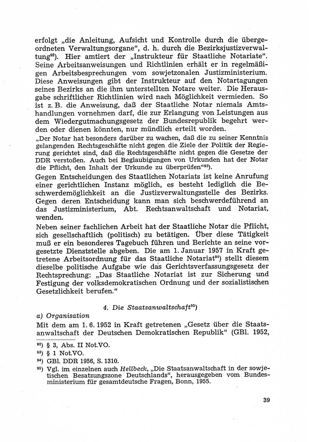 Justiz in der Sowjetischen Besatzungszone (SBZ) Deutschlands [Deutsche Demokratische Republik (DDR)], Bundesministerium für Gesamtdeutsche Fragen (BMG) [Bundesrepublik Deutschland (BRD)] 1959, Seite 39 (Just. SBZ Dtl. DDR BMG BRD 1959, S. 39)