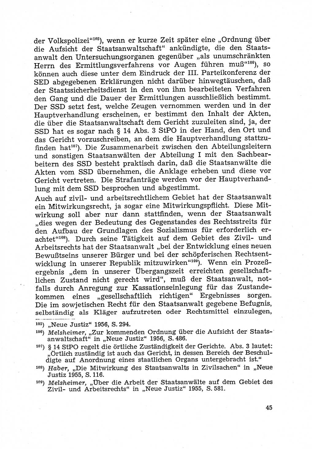 Justiz in der Sowjetischen Besatzungszone (SBZ) Deutschlands [Deutsche Demokratische Republik (DDR)], Bundesministerium für Gesamtdeutsche Fragen (BMG) [Bundesrepublik Deutschland (BRD)] 1959, Seite 45 (Just. SBZ Dtl. DDR BMG BRD 1959, S. 45)