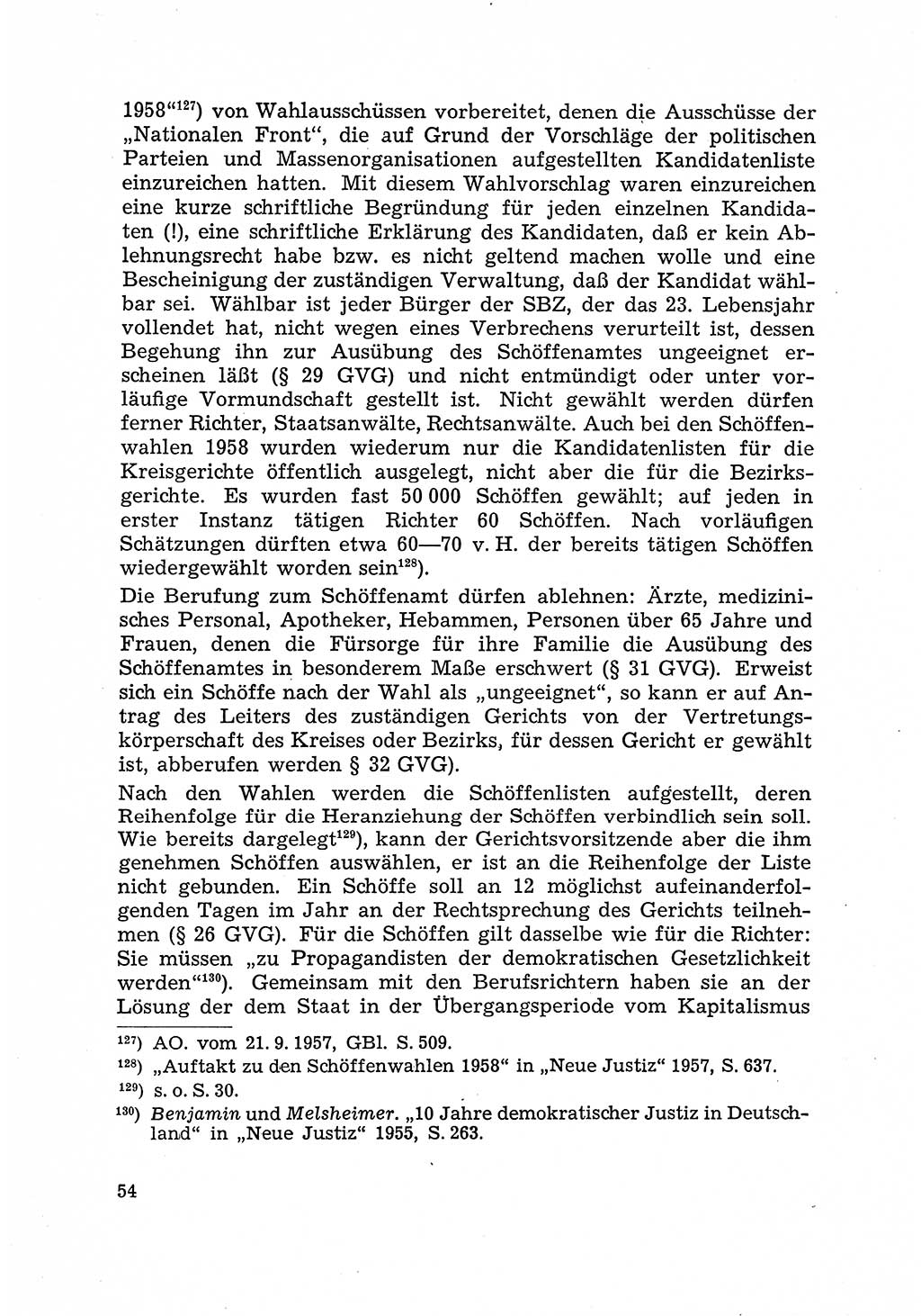 Justiz in der Sowjetischen Besatzungszone (SBZ) Deutschlands [Deutsche Demokratische Republik (DDR)], Bundesministerium für Gesamtdeutsche Fragen (BMG) [Bundesrepublik Deutschland (BRD)] 1959, Seite 54 (Just. SBZ Dtl. DDR BMG BRD 1959, S. 54)