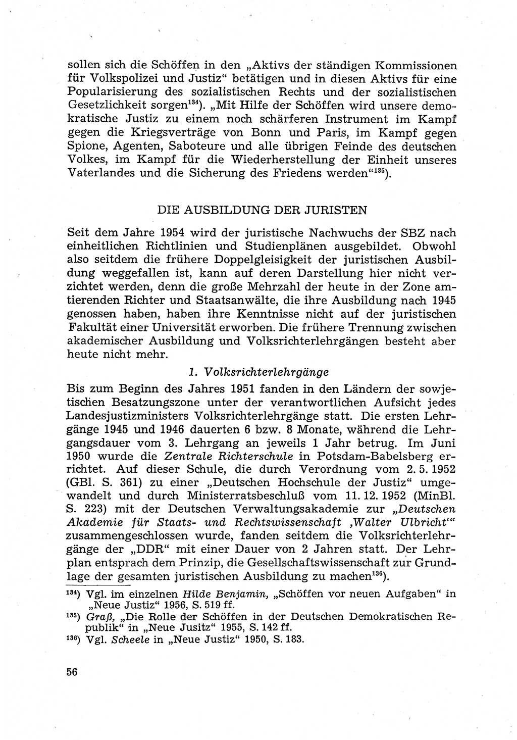 Justiz in der Sowjetischen Besatzungszone (SBZ) Deutschlands [Deutsche Demokratische Republik (DDR)], Bundesministerium für Gesamtdeutsche Fragen (BMG) [Bundesrepublik Deutschland (BRD)] 1959, Seite 56 (Just. SBZ Dtl. DDR BMG BRD 1959, S. 56)