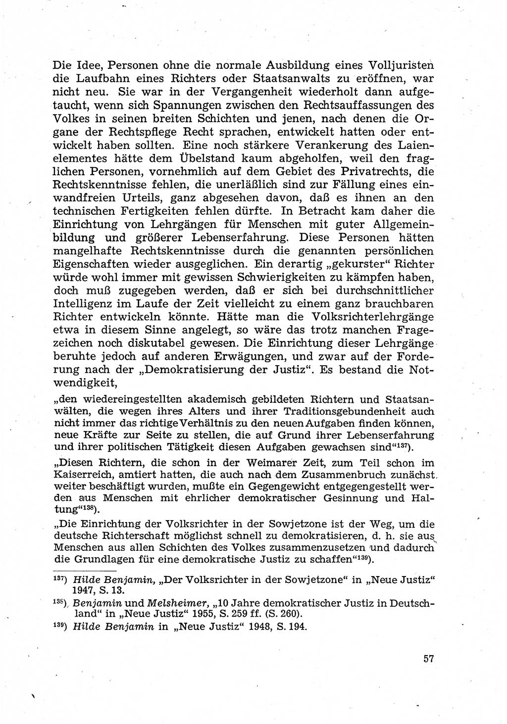 Justiz in der Sowjetischen Besatzungszone (SBZ) Deutschlands [Deutsche Demokratische Republik (DDR)], Bundesministerium für Gesamtdeutsche Fragen (BMG) [Bundesrepublik Deutschland (BRD)] 1959, Seite 57 (Just. SBZ Dtl. DDR BMG BRD 1959, S. 57)