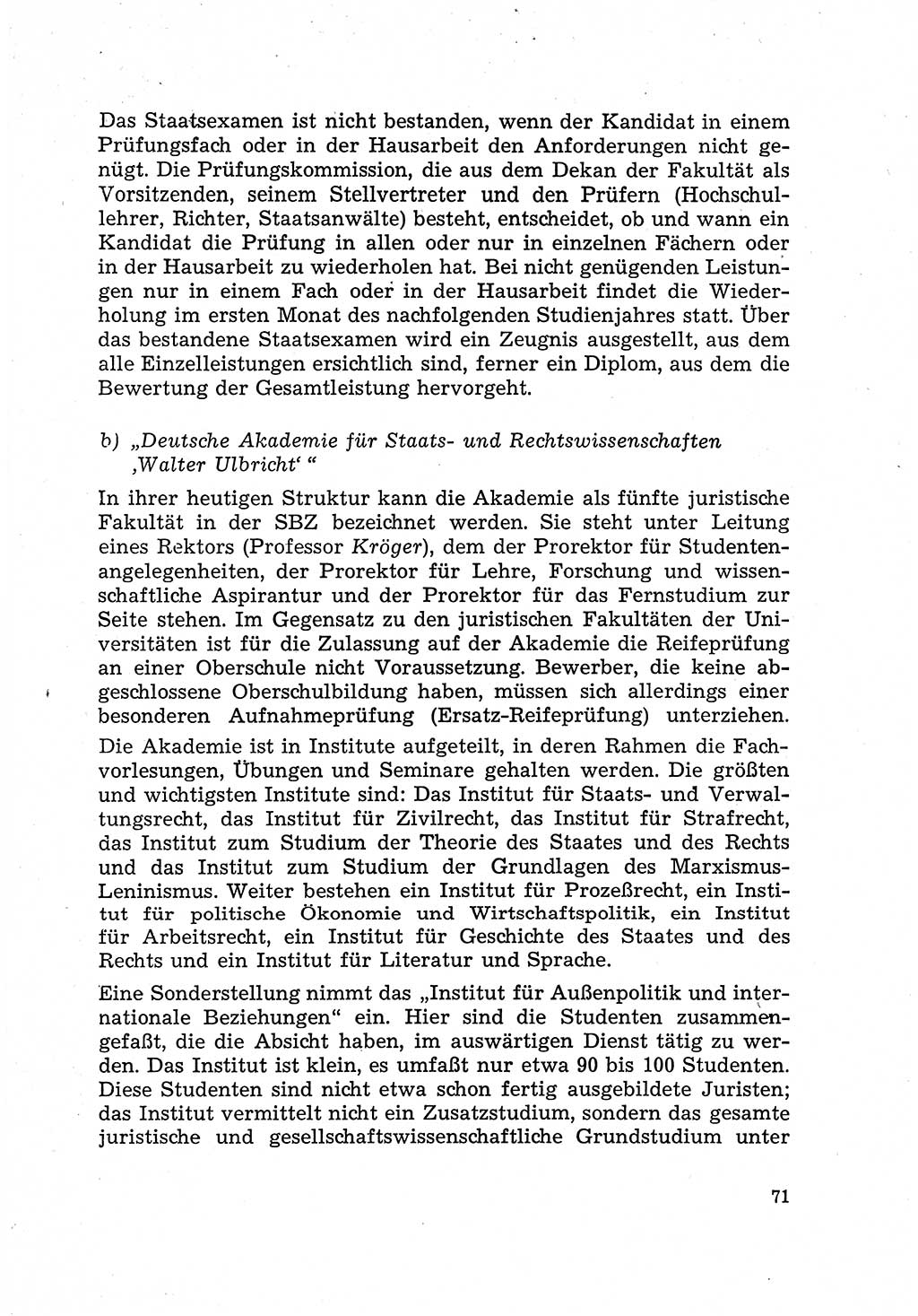 Justiz in der Sowjetischen Besatzungszone (SBZ) Deutschlands [Deutsche Demokratische Republik (DDR)], Bundesministerium für Gesamtdeutsche Fragen (BMG) [Bundesrepublik Deutschland (BRD)] 1959, Seite 71 (Just. SBZ Dtl. DDR BMG BRD 1959, S. 71)