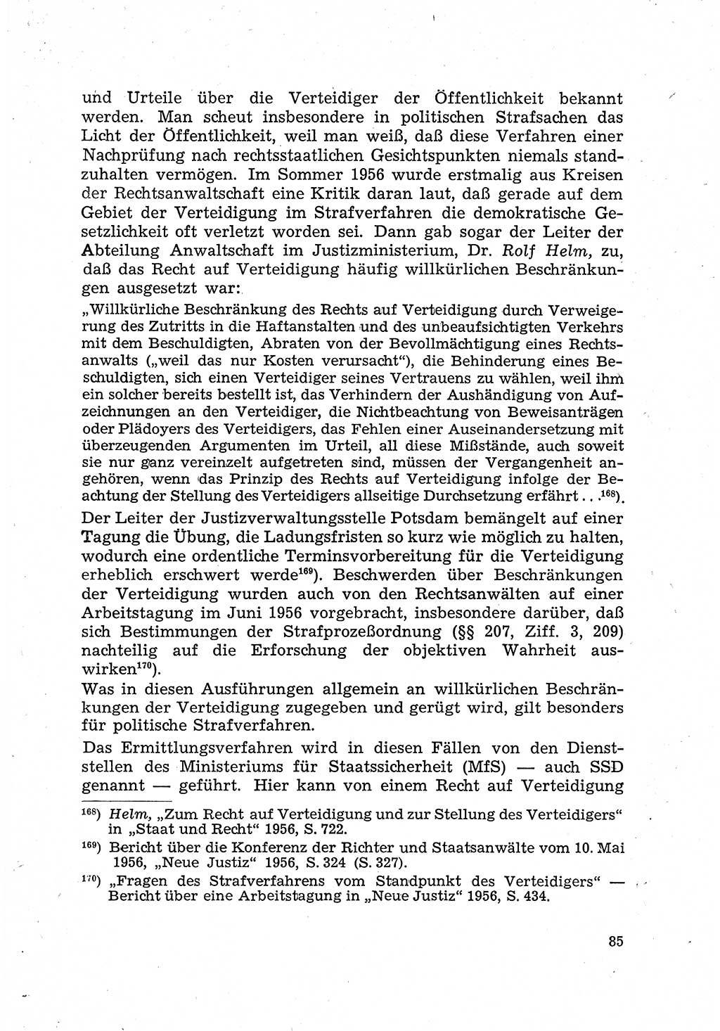 Justiz in der Sowjetischen Besatzungszone (SBZ) Deutschlands [Deutsche Demokratische Republik (DDR)], Bundesministerium für Gesamtdeutsche Fragen (BMG) [Bundesrepublik Deutschland (BRD)] 1959, Seite 85 (Just. SBZ Dtl. DDR BMG BRD 1959, S. 85)