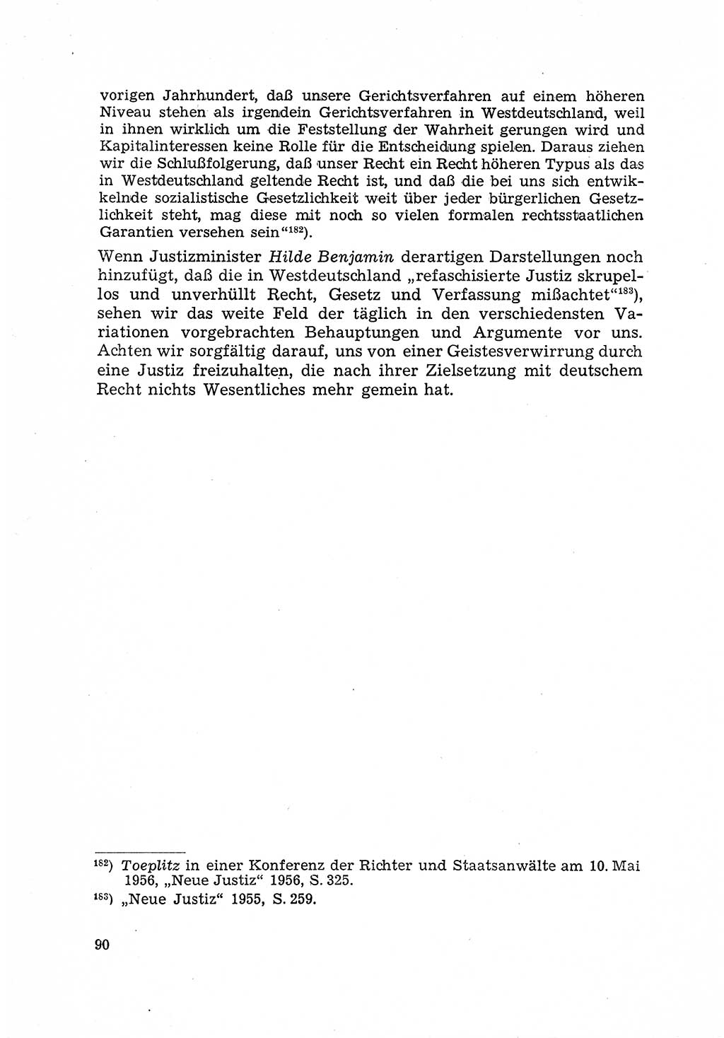 Justiz in der Sowjetischen Besatzungszone (SBZ) Deutschlands [Deutsche Demokratische Republik (DDR)], Bundesministerium für Gesamtdeutsche Fragen (BMG) [Bundesrepublik Deutschland (BRD)] 1959, Seite 90 (Just. SBZ Dtl. DDR BMG BRD 1959, S. 90)