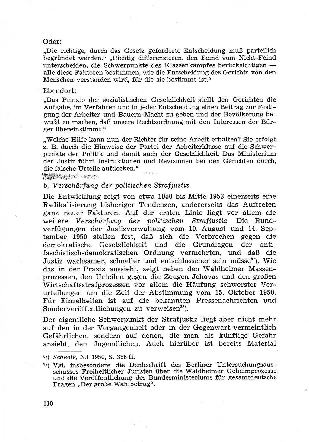 Justiz in der Sowjetischen Besatzungszone (SBZ) Deutschlands [Deutsche Demokratische Republik (DDR)], Bundesministerium für Gesamtdeutsche Fragen (BMG) [Bundesrepublik Deutschland (BRD)] 1959, Seite 110 (Just. SBZ Dtl. DDR BMG BRD 1959, S. 110)