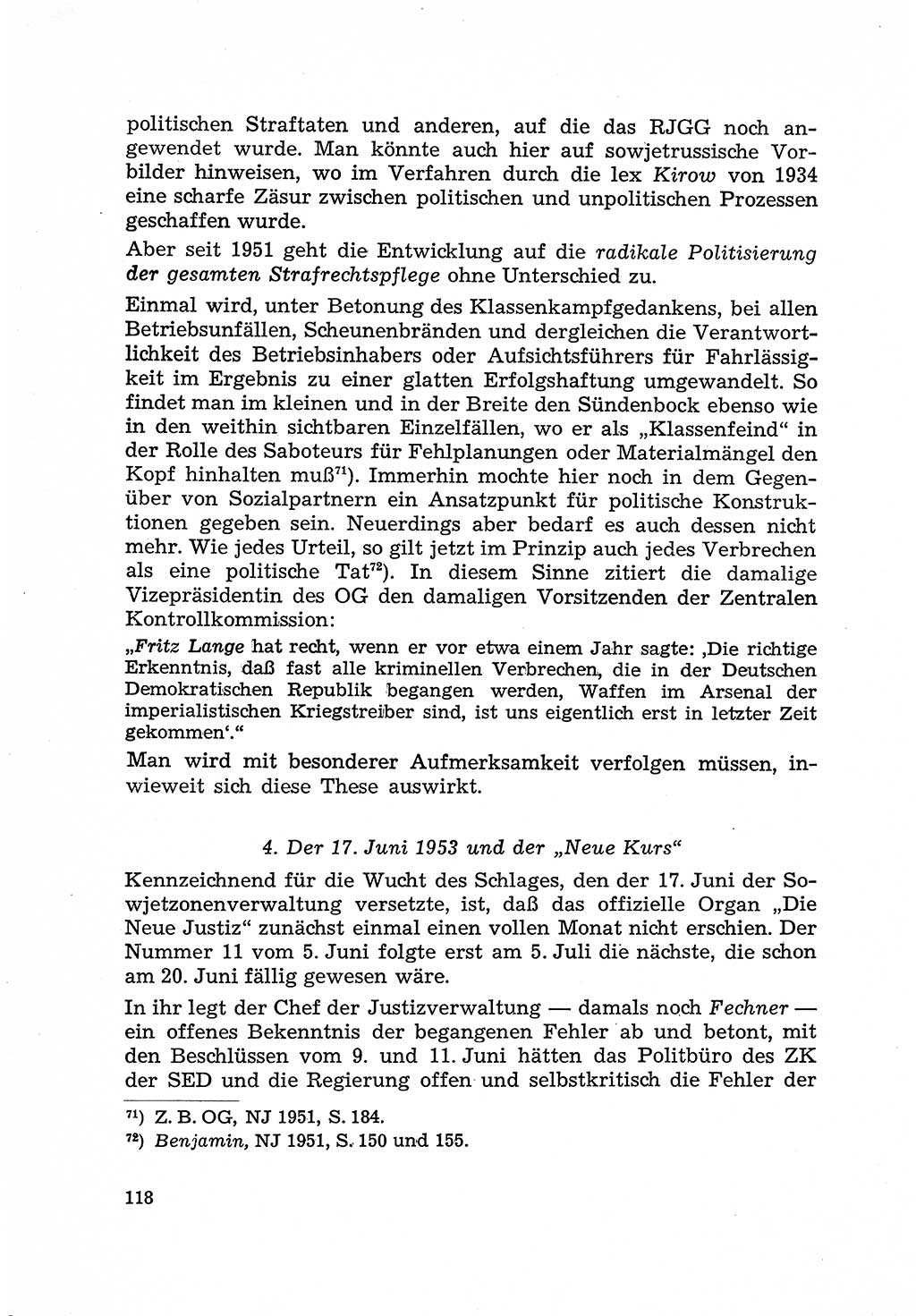 Justiz in der Sowjetischen Besatzungszone (SBZ) Deutschlands [Deutsche Demokratische Republik (DDR)], Bundesministerium für Gesamtdeutsche Fragen (BMG) [Bundesrepublik Deutschland (BRD)] 1959, Seite 118 (Just. SBZ Dtl. DDR BMG BRD 1959, S. 118)