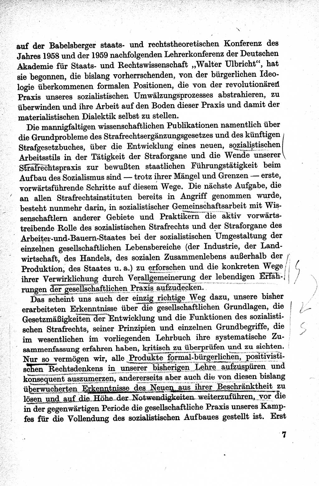 Lehrbuch des Strafrechts der Deutschen Demokratischen Republik (DDR), Allgemeiner Teil 1959, Seite 7 (Lb. Strafr. DDR AT 1959, S. 7)