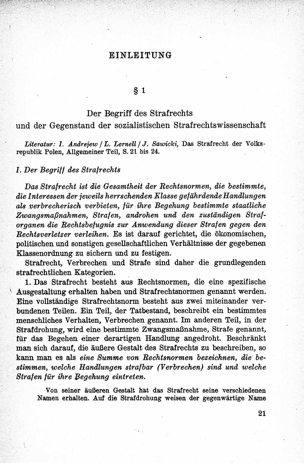 Lehrbuch des Strafrechts der Deutschen Demokratischen Republik (DDR), Allgemeiner Teil 1959, Seite 21 (Lb. Strafr. DDR AT 1959, S. 21)