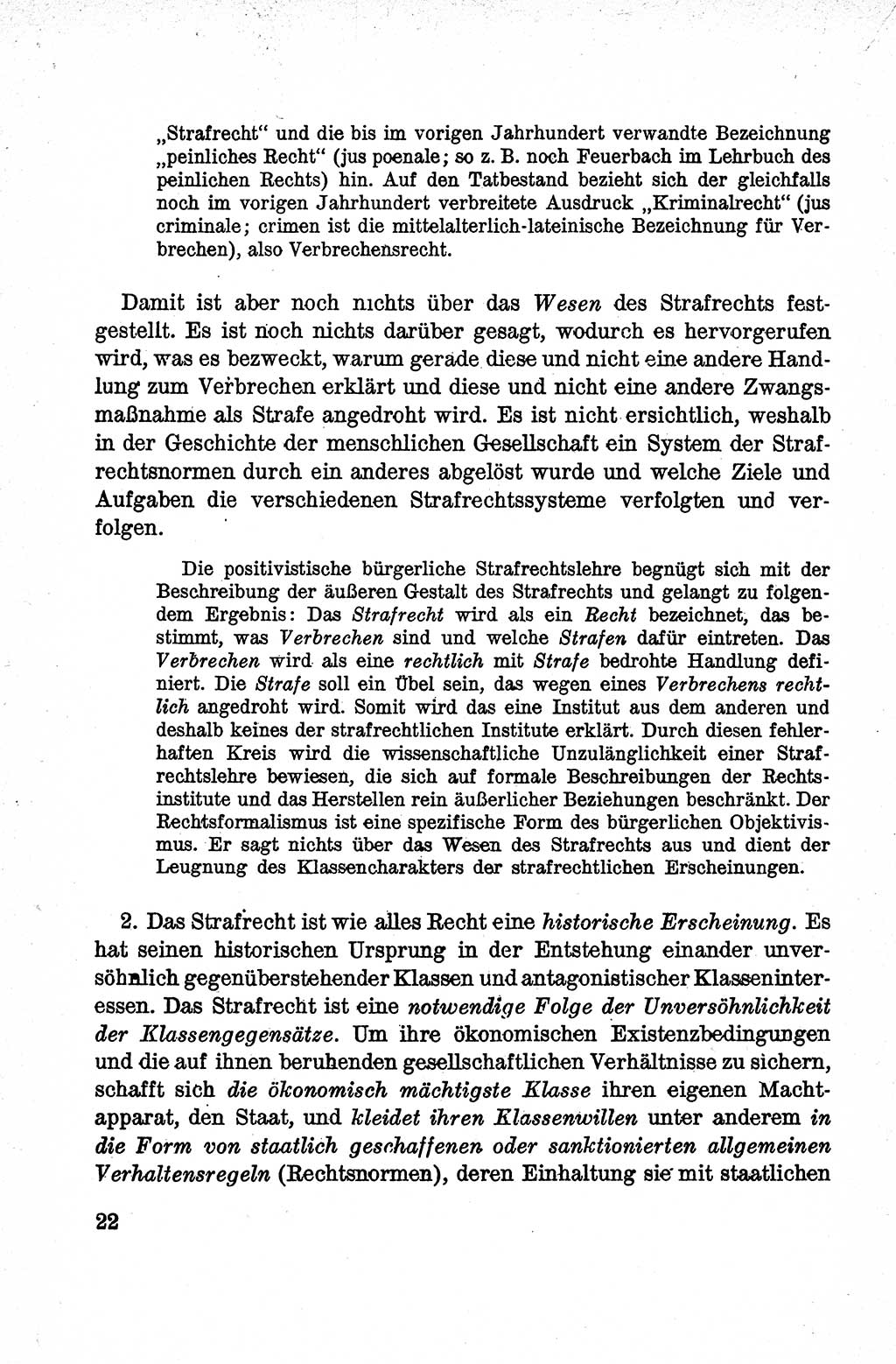 Lehrbuch des Strafrechts der Deutschen Demokratischen Republik (DDR), Allgemeiner Teil 1959, Seite 22 (Lb. Strafr. DDR AT 1959, S. 22)