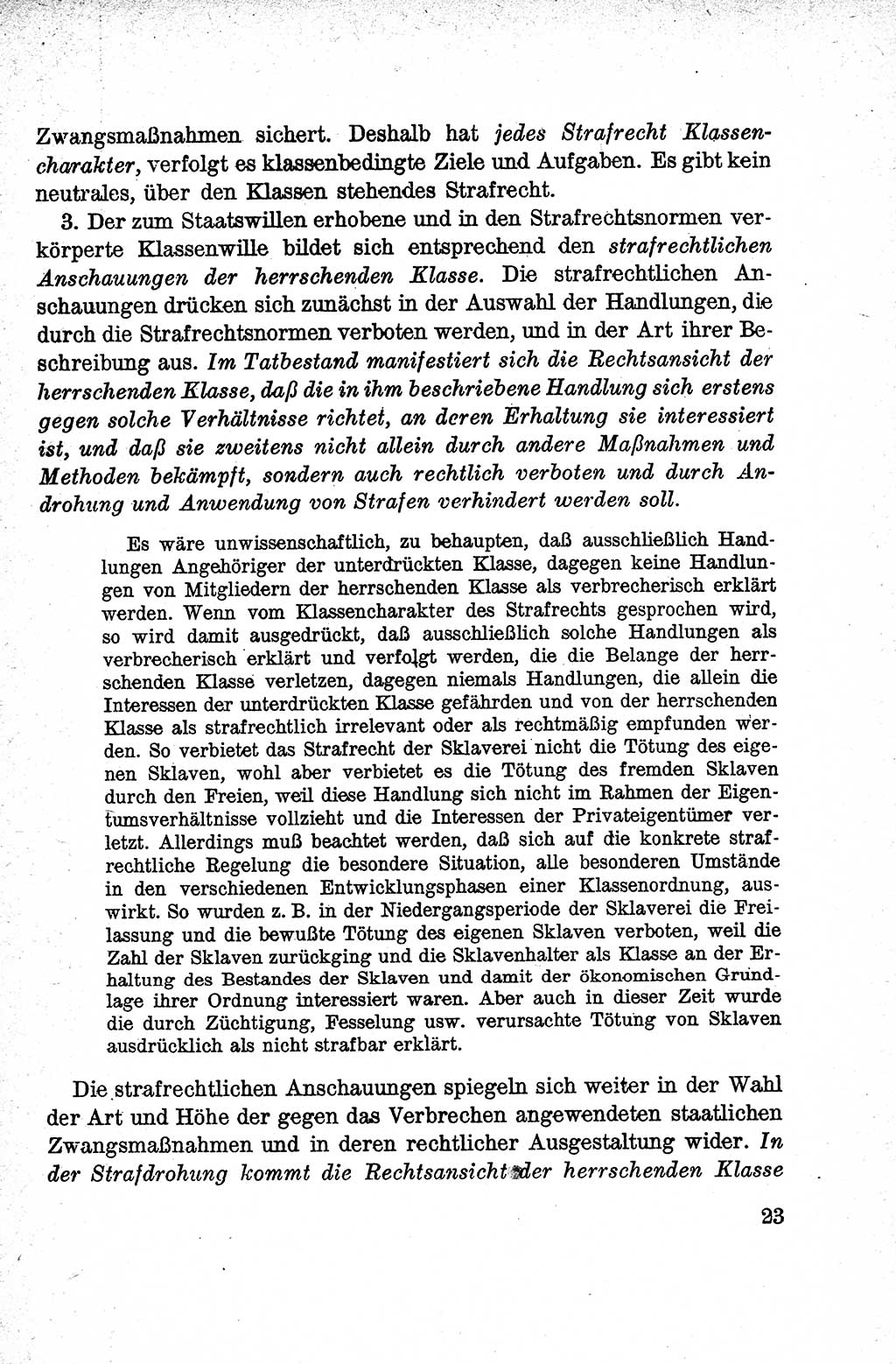 Lehrbuch des Strafrechts der Deutschen Demokratischen Republik (DDR), Allgemeiner Teil 1959, Seite 23 (Lb. Strafr. DDR AT 1959, S. 23)