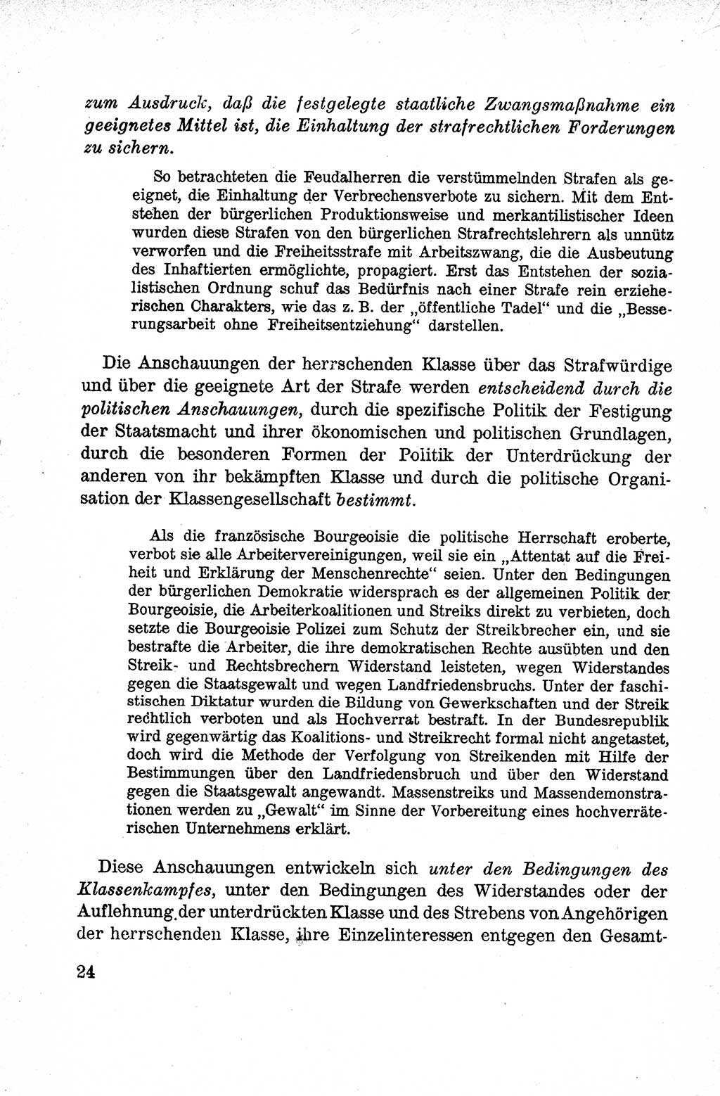 Lehrbuch des Strafrechts der Deutschen Demokratischen Republik (DDR), Allgemeiner Teil 1959, Seite 24 (Lb. Strafr. DDR AT 1959, S. 24)