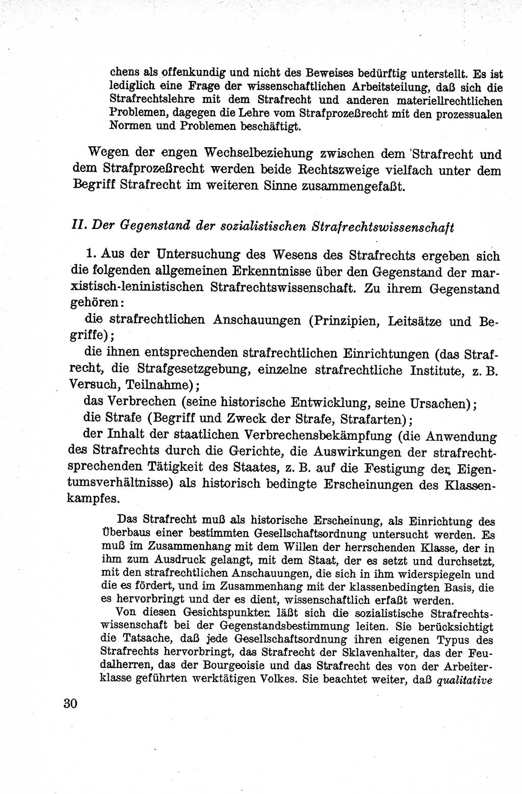 Lehrbuch des Strafrechts der Deutschen Demokratischen Republik (DDR), Allgemeiner Teil 1959, Seite 30 (Lb. Strafr. DDR AT 1959, S. 30)