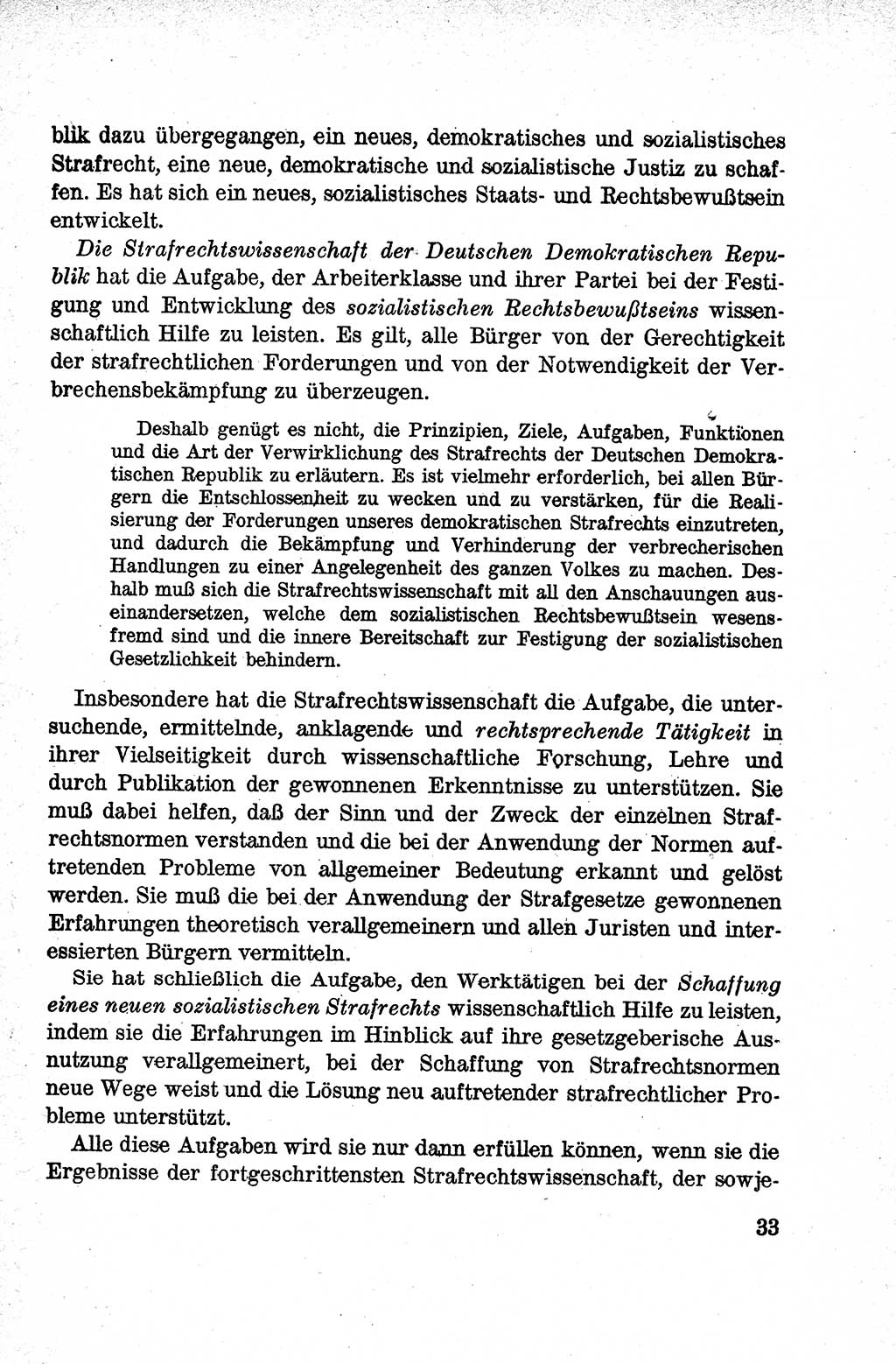 Lehrbuch des Strafrechts der Deutschen Demokratischen Republik (DDR), Allgemeiner Teil 1959, Seite 33 (Lb. Strafr. DDR AT 1959, S. 33)