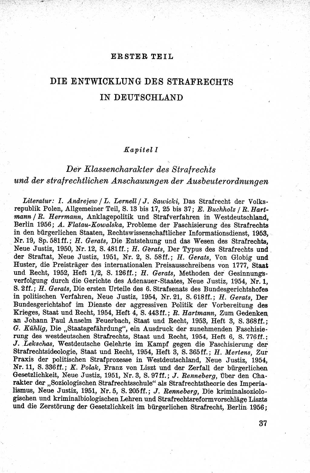 Lehrbuch des Strafrechts der Deutschen Demokratischen Republik (DDR), Allgemeiner Teil 1959, Seite 37 (Lb. Strafr. DDR AT 1959, S. 37)