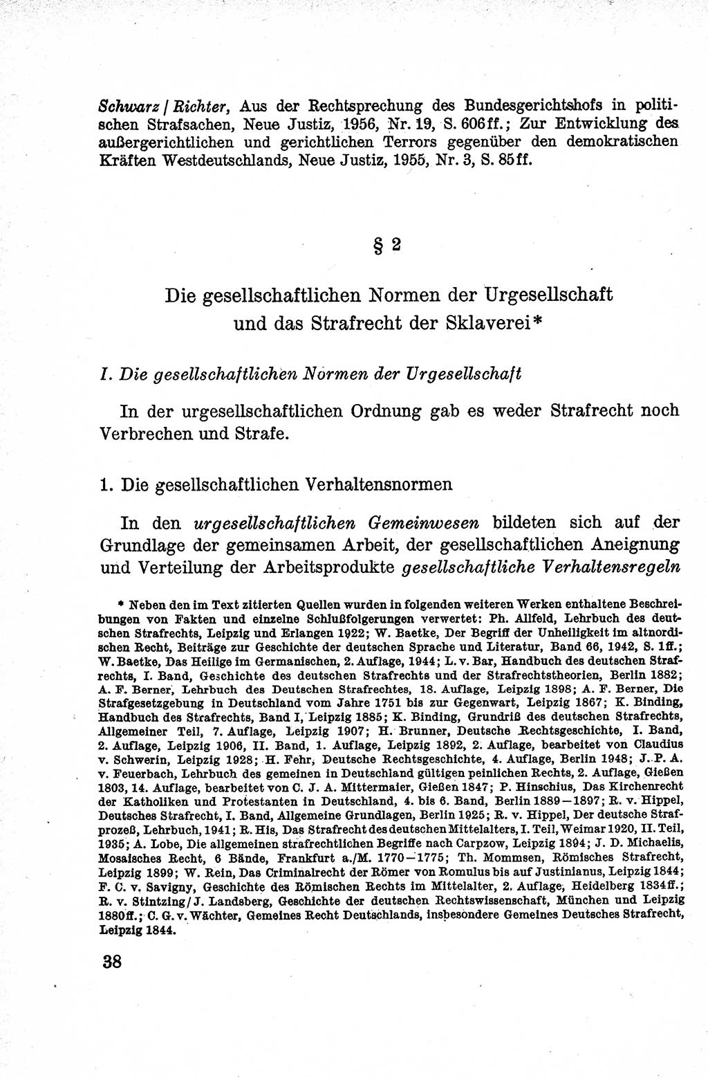 Lehrbuch des Strafrechts der Deutschen Demokratischen Republik (DDR), Allgemeiner Teil 1959, Seite 38 (Lb. Strafr. DDR AT 1959, S. 38)