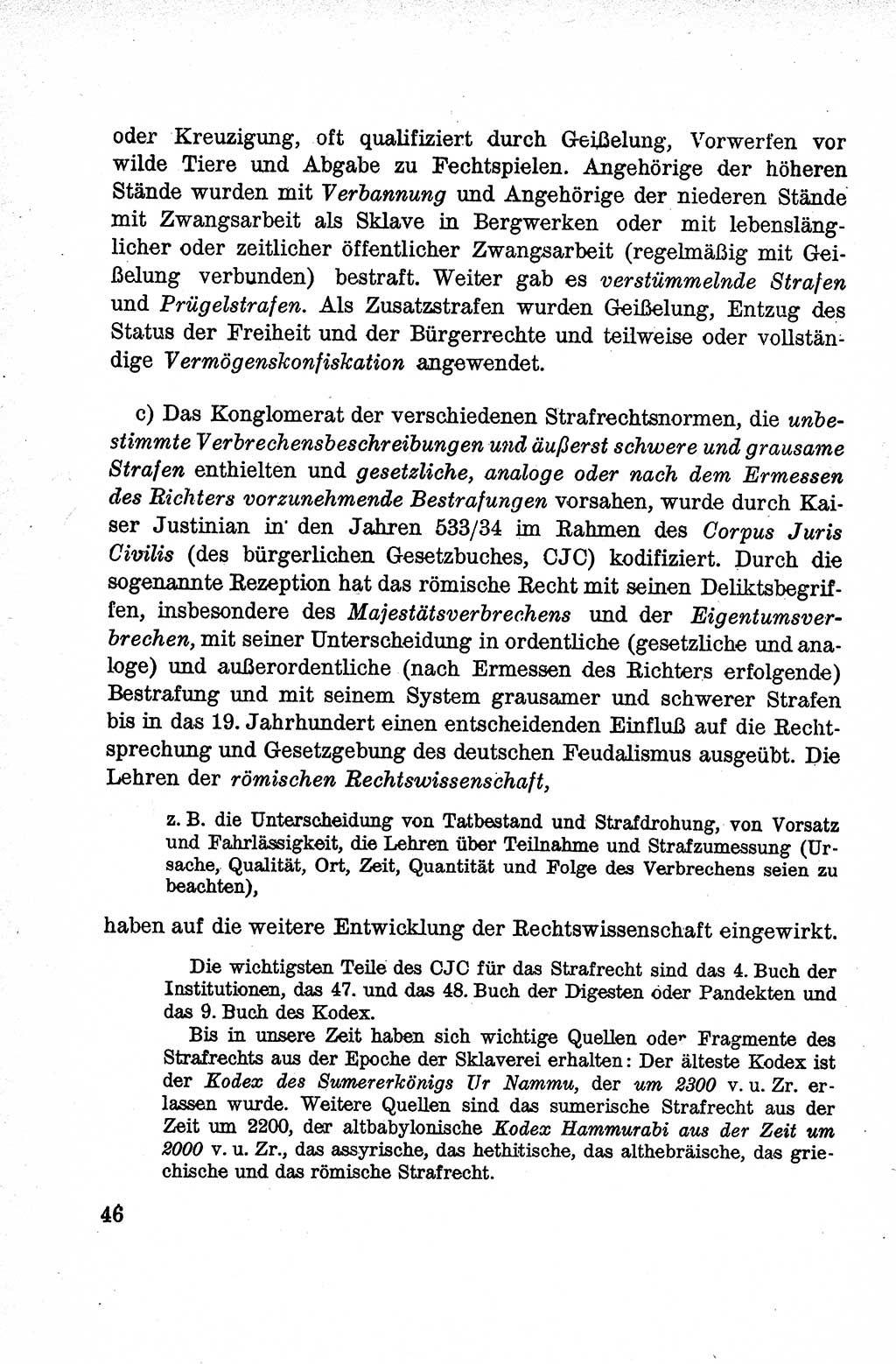 Lehrbuch des Strafrechts der Deutschen Demokratischen Republik (DDR), Allgemeiner Teil 1959, Seite 46 (Lb. Strafr. DDR AT 1959, S. 46)