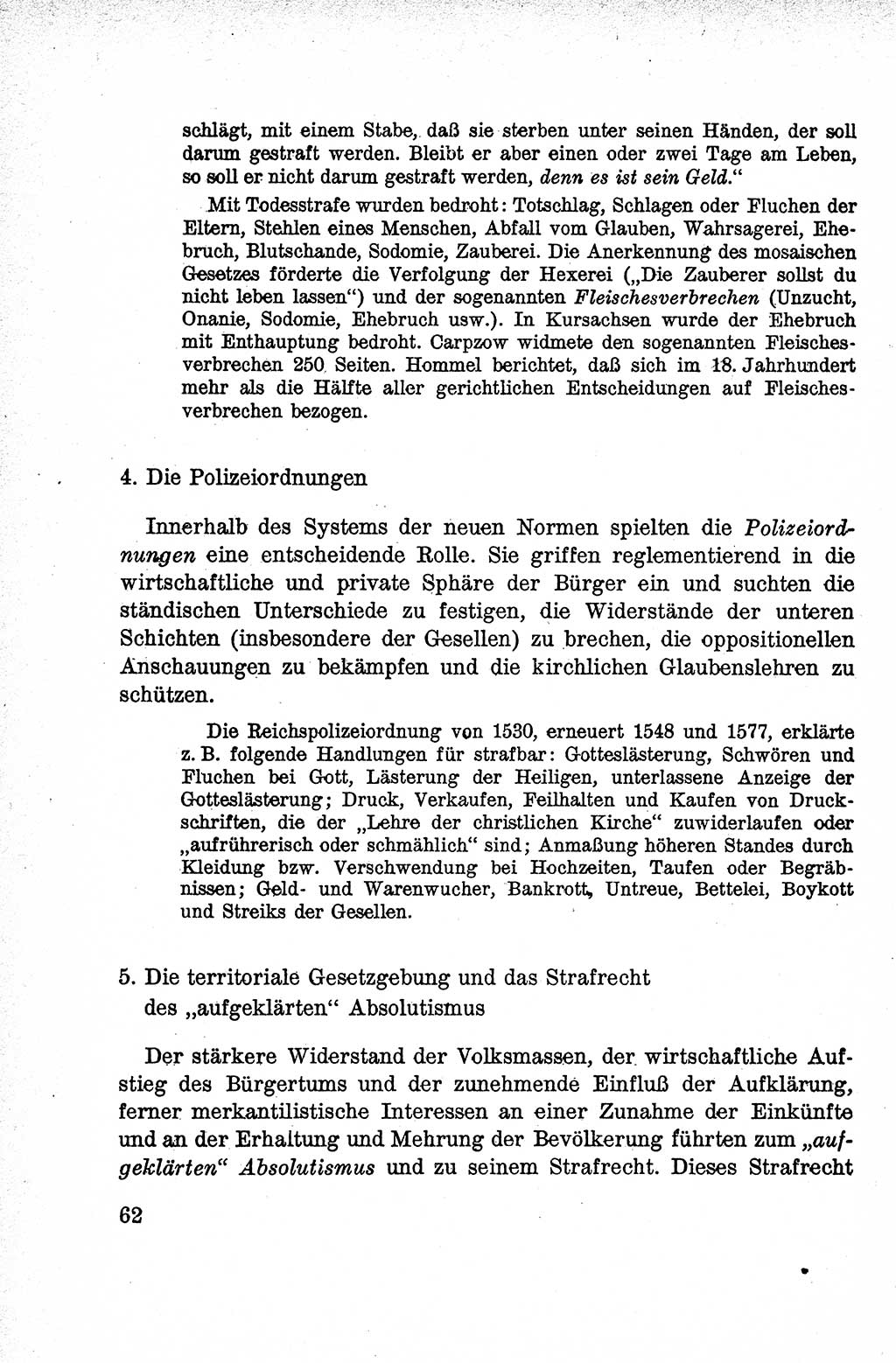 Lehrbuch des Strafrechts der Deutschen Demokratischen Republik (DDR), Allgemeiner Teil 1959, Seite 62 (Lb. Strafr. DDR AT 1959, S. 62)