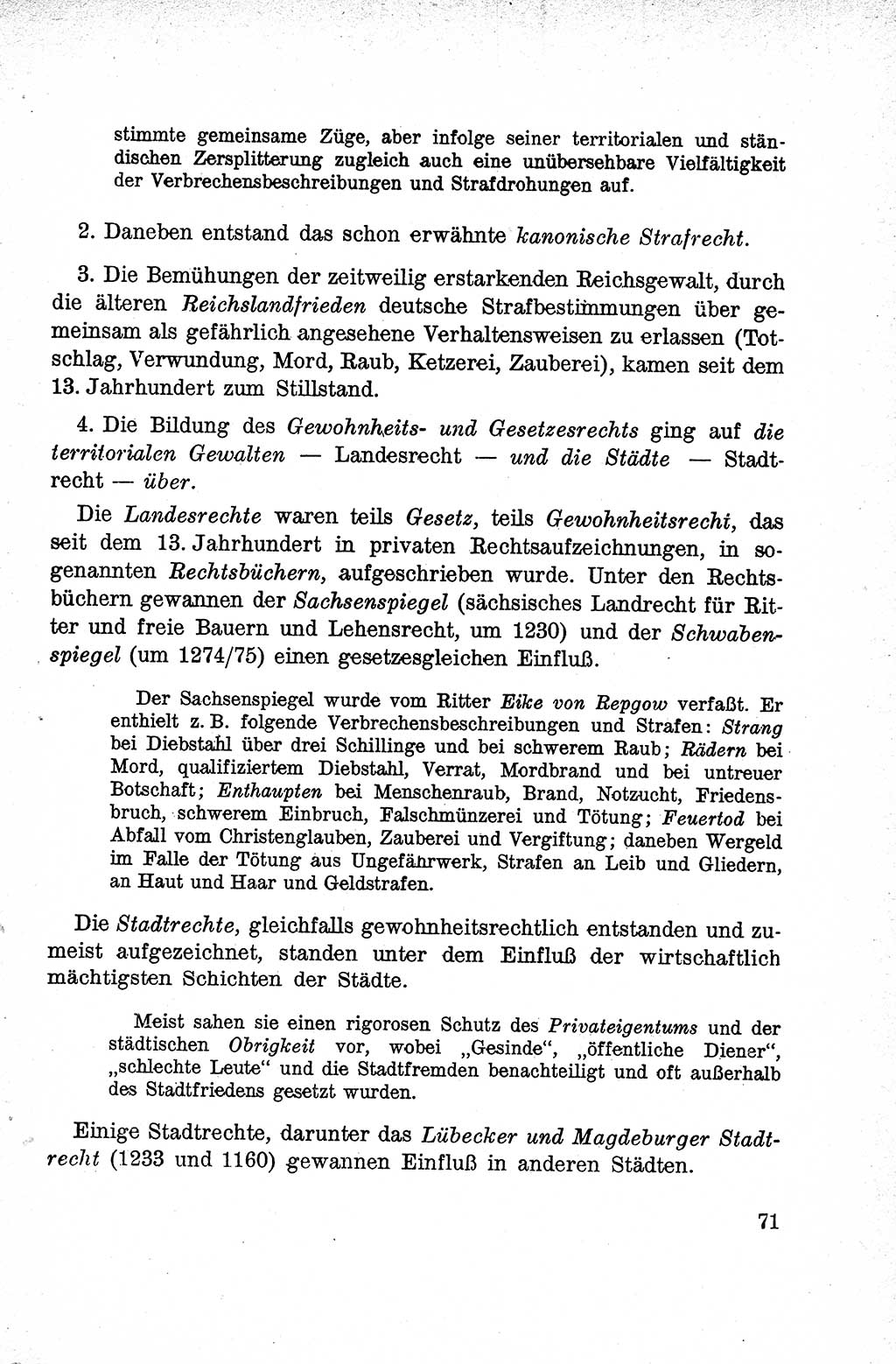 Lehrbuch des Strafrechts der Deutschen Demokratischen Republik (DDR), Allgemeiner Teil 1959, Seite 71 (Lb. Strafr. DDR AT 1959, S. 71)
