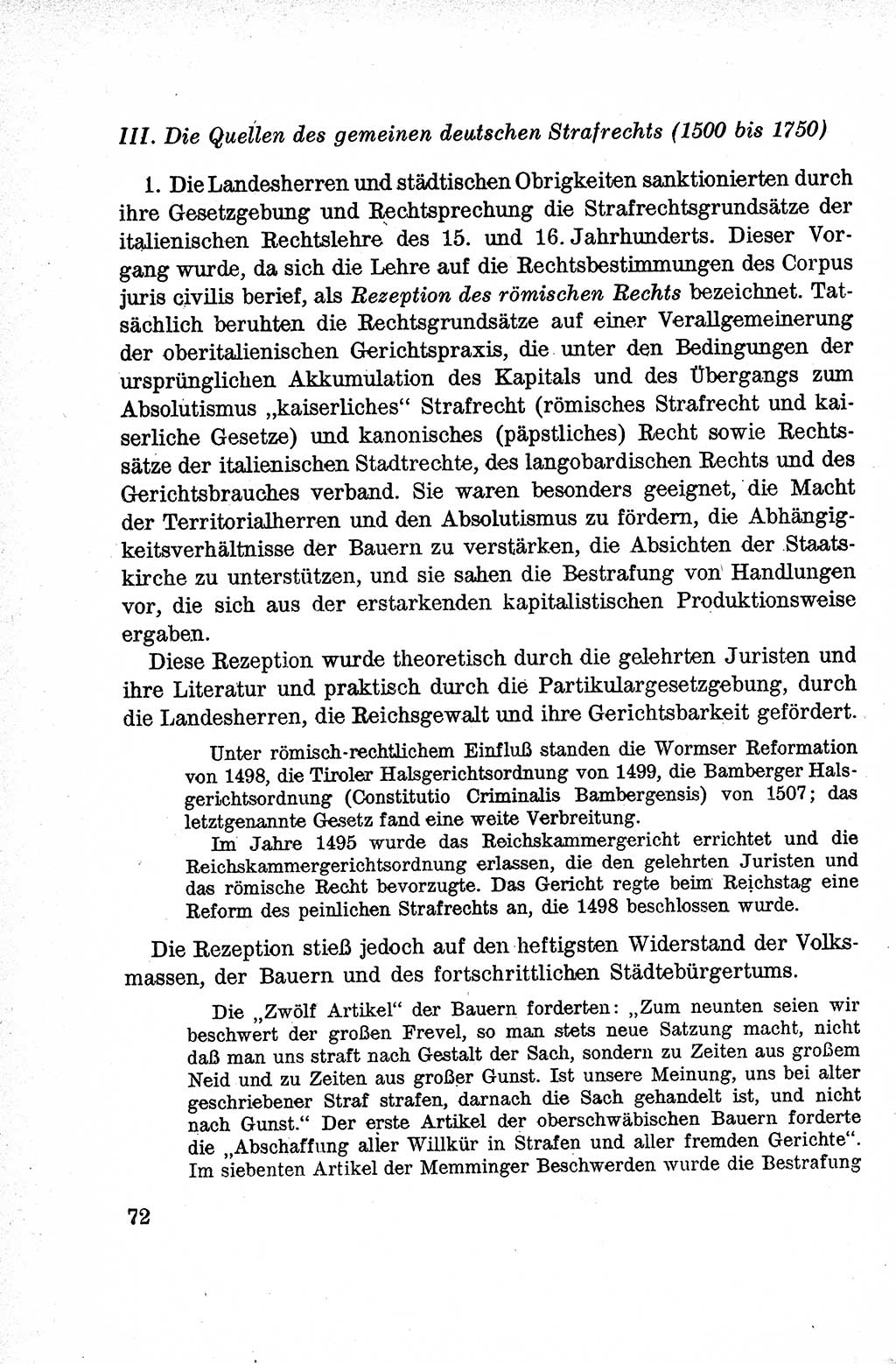 Lehrbuch des Strafrechts der Deutschen Demokratischen Republik (DDR), Allgemeiner Teil 1959, Seite 72 (Lb. Strafr. DDR AT 1959, S. 72)