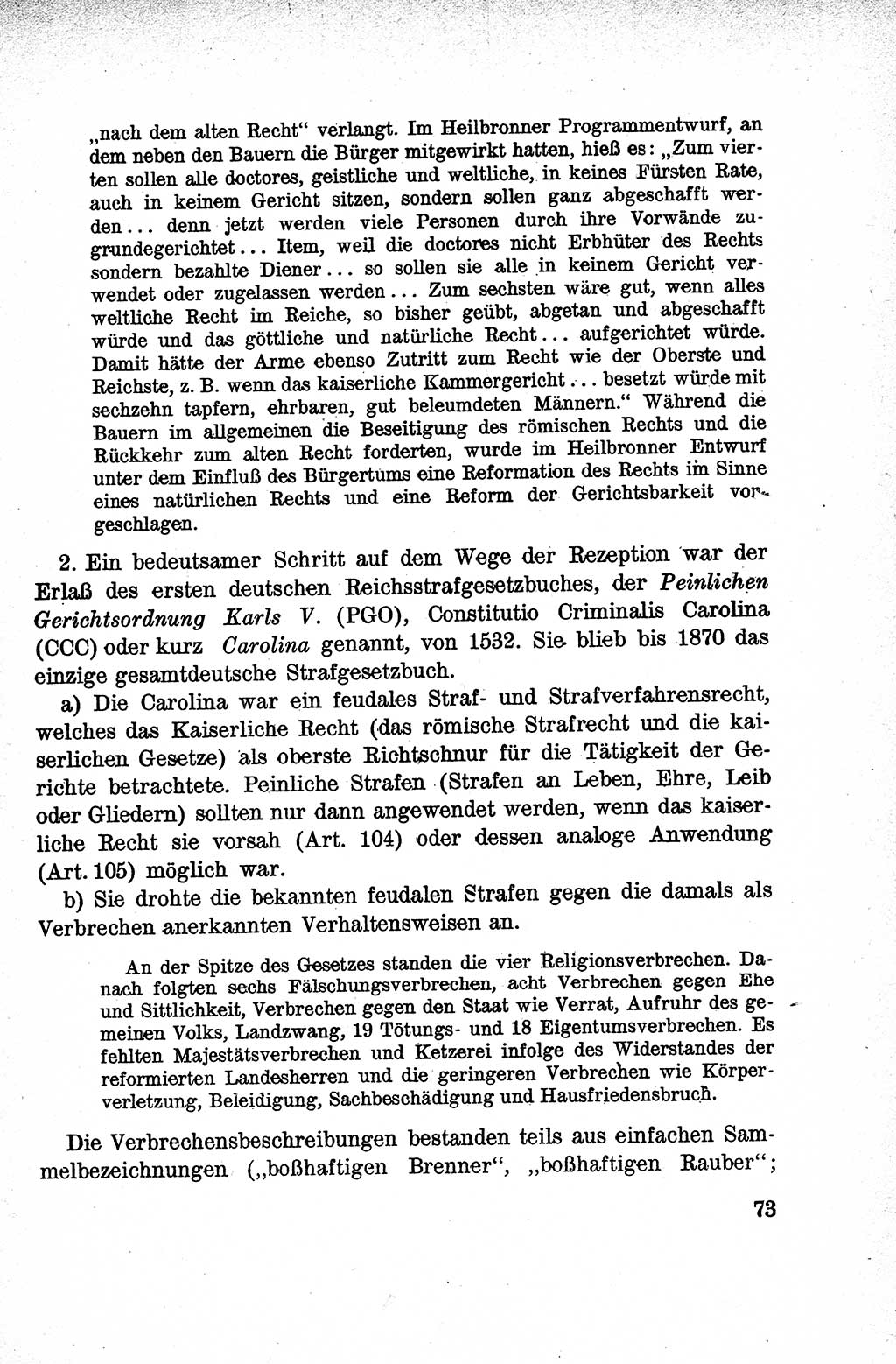 Lehrbuch des Strafrechts der Deutschen Demokratischen Republik (DDR), Allgemeiner Teil 1959, Seite 73 (Lb. Strafr. DDR AT 1959, S. 73)