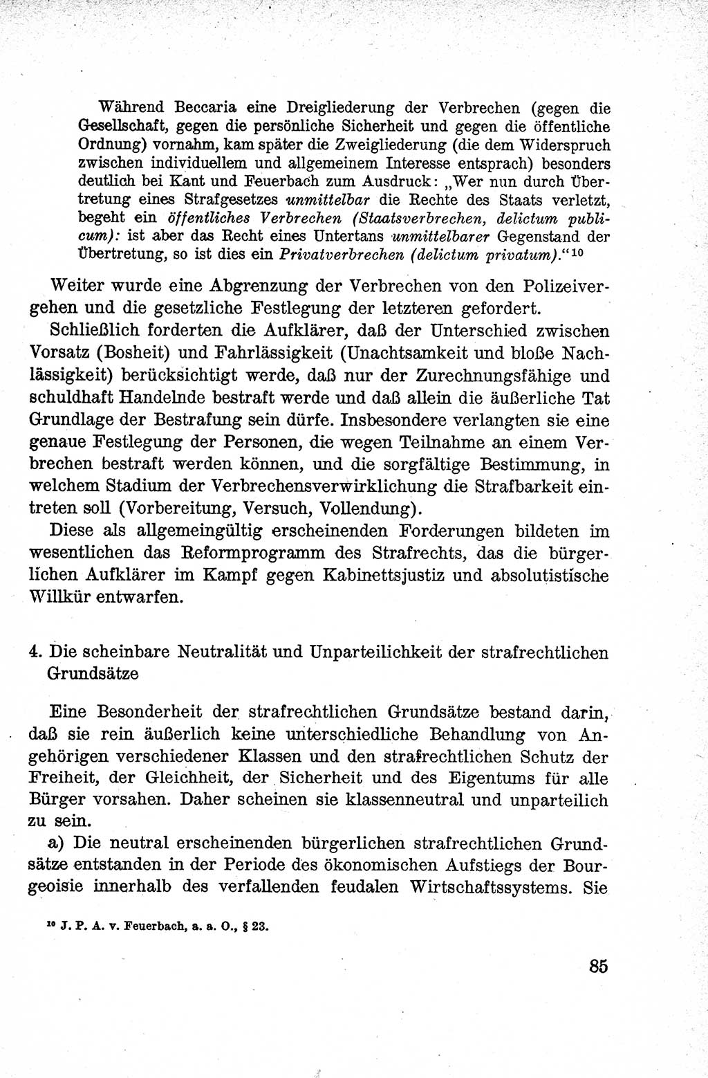 Lehrbuch des Strafrechts der Deutschen Demokratischen Republik (DDR), Allgemeiner Teil 1959, Seite 85 (Lb. Strafr. DDR AT 1959, S. 85)