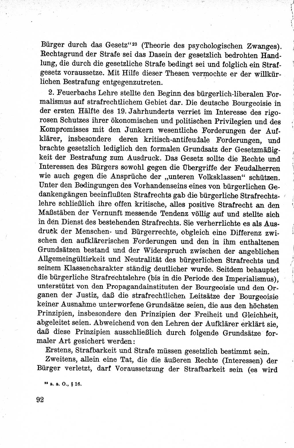 Lehrbuch des Strafrechts der Deutschen Demokratischen Republik (DDR), Allgemeiner Teil 1959, Seite 92 (Lb. Strafr. DDR AT 1959, S. 92)