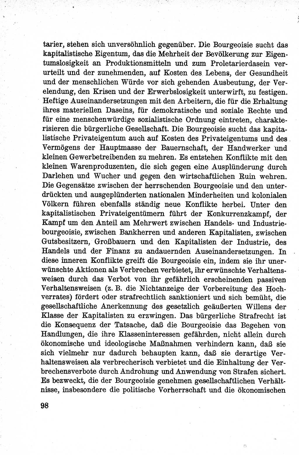 Lehrbuch des Strafrechts der Deutschen Demokratischen Republik (DDR), Allgemeiner Teil 1959, Seite 98 (Lb. Strafr. DDR AT 1959, S. 98)