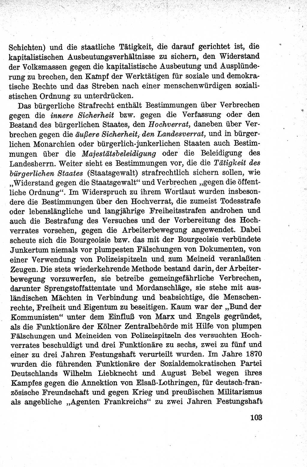 Lehrbuch des Strafrechts der Deutschen Demokratischen Republik (DDR), Allgemeiner Teil 1959, Seite 103 (Lb. Strafr. DDR AT 1959, S. 103)
