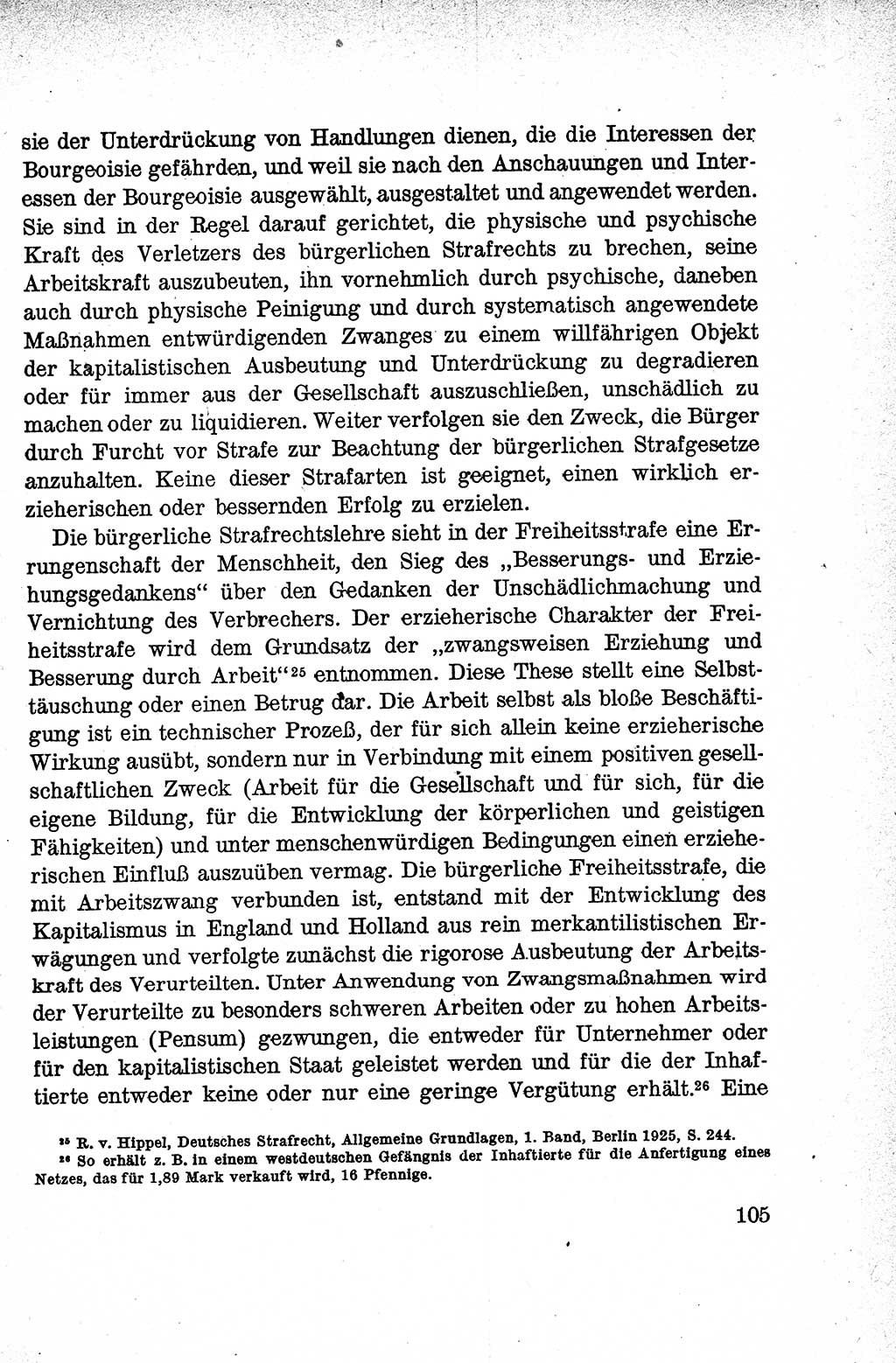Lehrbuch des Strafrechts der Deutschen Demokratischen Republik (DDR), Allgemeiner Teil 1959, Seite 105 (Lb. Strafr. DDR AT 1959, S. 105)