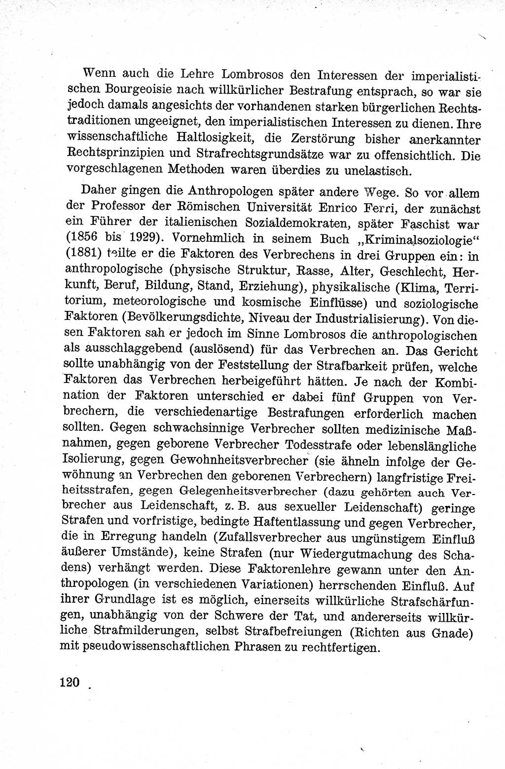 Lehrbuch des Strafrechts der Deutschen Demokratischen Republik (DDR), Allgemeiner Teil 1959, Seite 120 (Lb. Strafr. DDR AT 1959, S. 120)