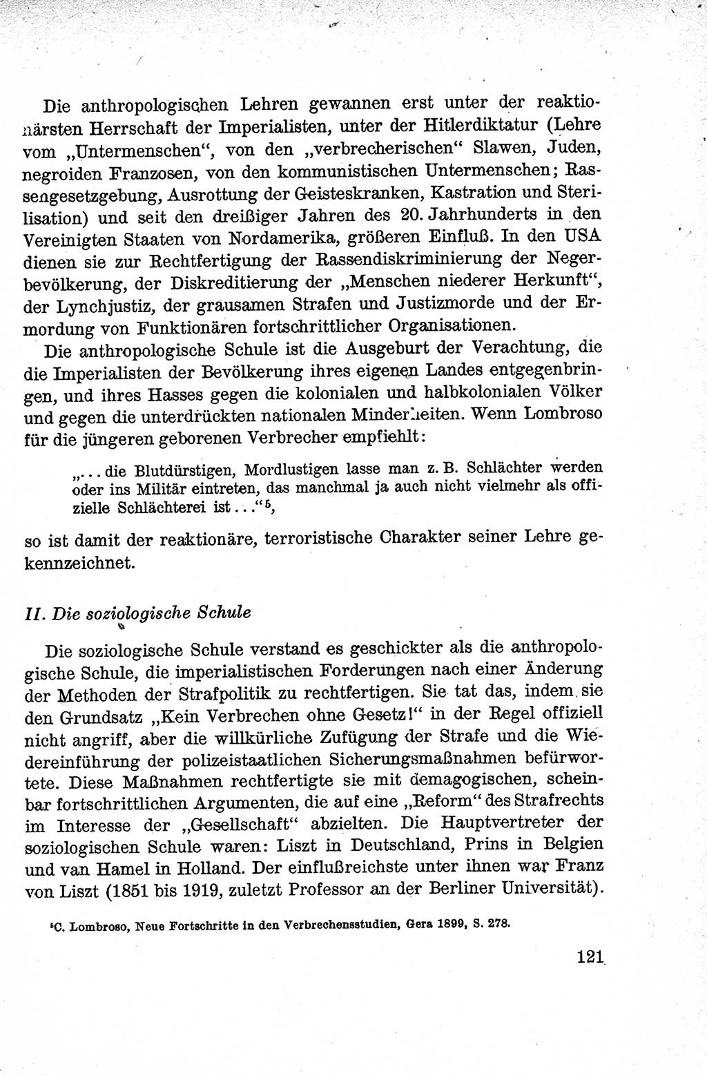 Lehrbuch des Strafrechts der Deutschen Demokratischen Republik (DDR), Allgemeiner Teil 1959, Seite 121 (Lb. Strafr. DDR AT 1959, S. 121)