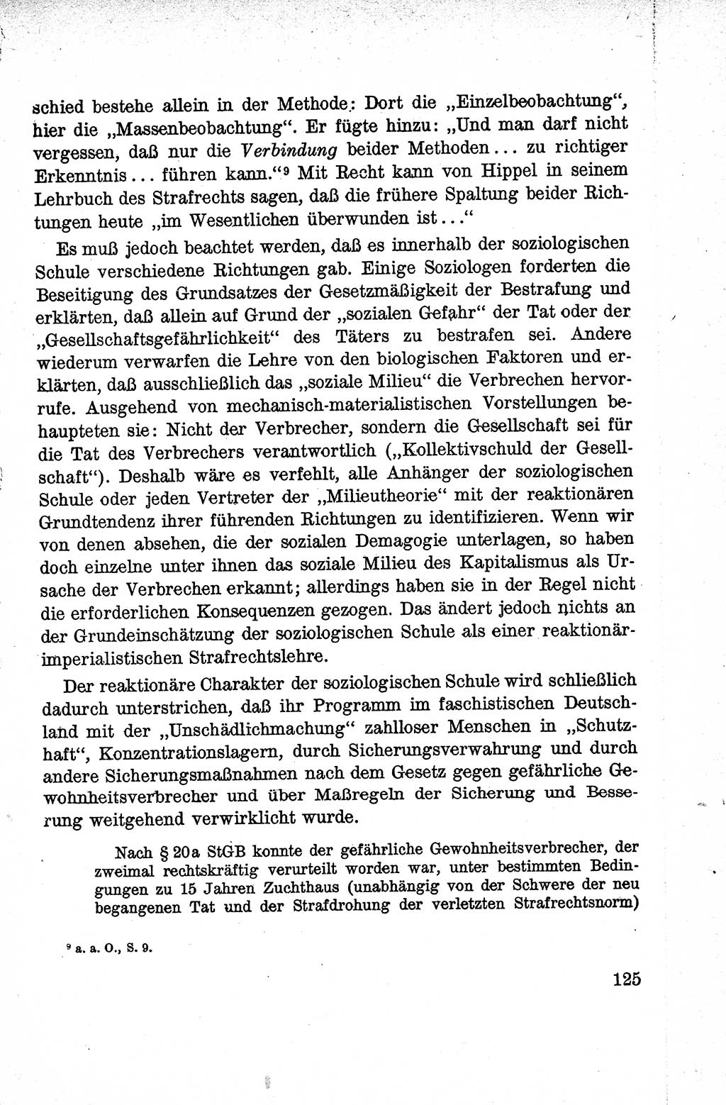 Lehrbuch des Strafrechts der Deutschen Demokratischen Republik (DDR), Allgemeiner Teil 1959, Seite 125 (Lb. Strafr. DDR AT 1959, S. 125)