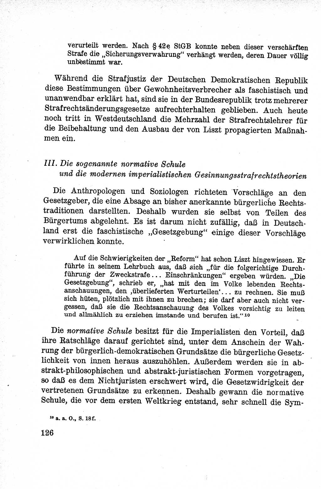 Lehrbuch des Strafrechts der Deutschen Demokratischen Republik (DDR), Allgemeiner Teil 1959, Seite 126 (Lb. Strafr. DDR AT 1959, S. 126)