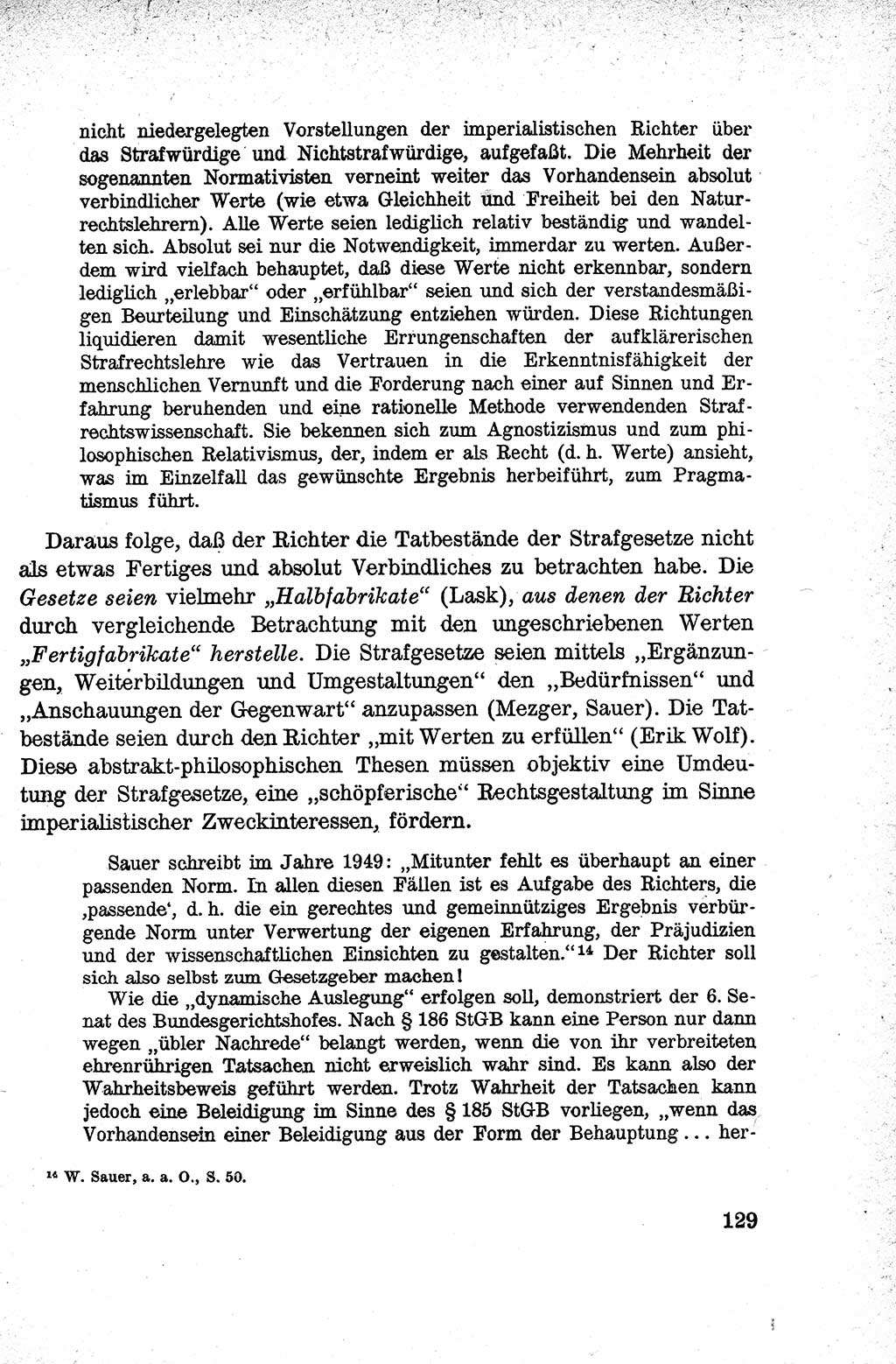 Lehrbuch des Strafrechts der Deutschen Demokratischen Republik (DDR), Allgemeiner Teil 1959, Seite 129 (Lb. Strafr. DDR AT 1959, S. 129)